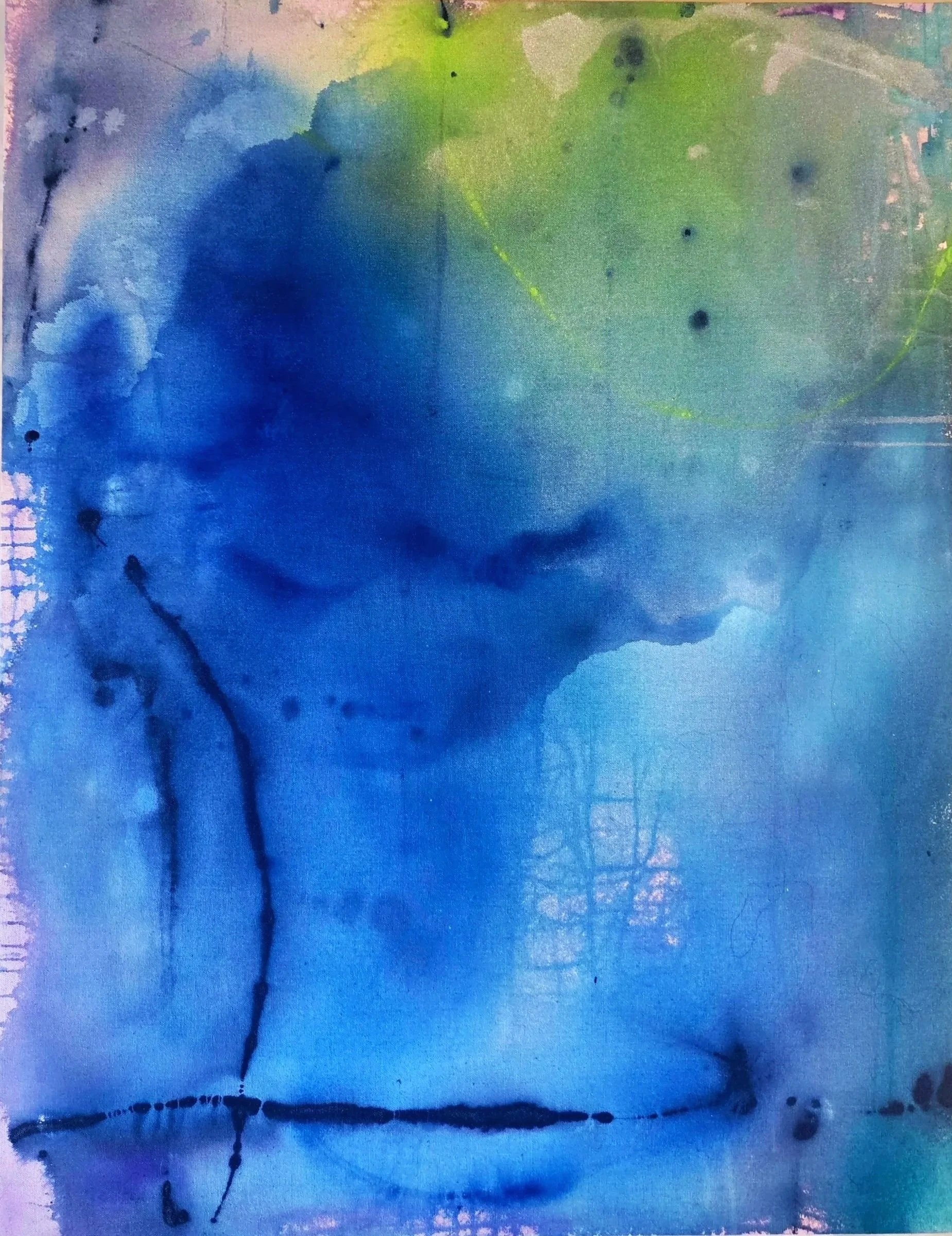 sea cloud,  acrylic on raw canvas, 28x36, 2025, $1600