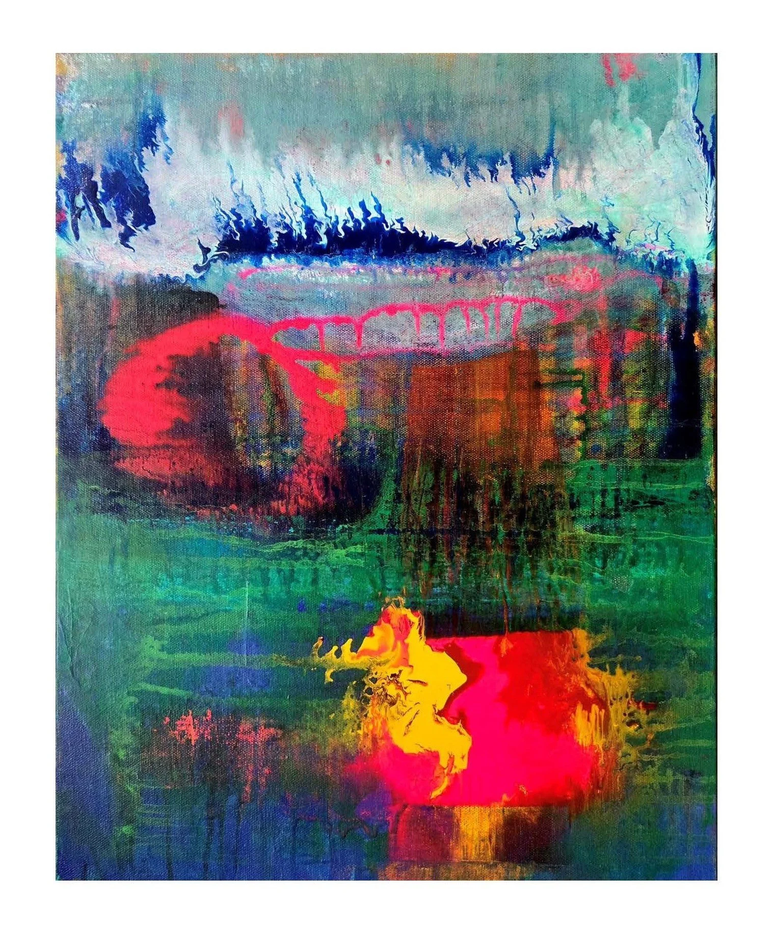 the light was strange and alive, acrylic on canvas, 16x20, 2026, $500