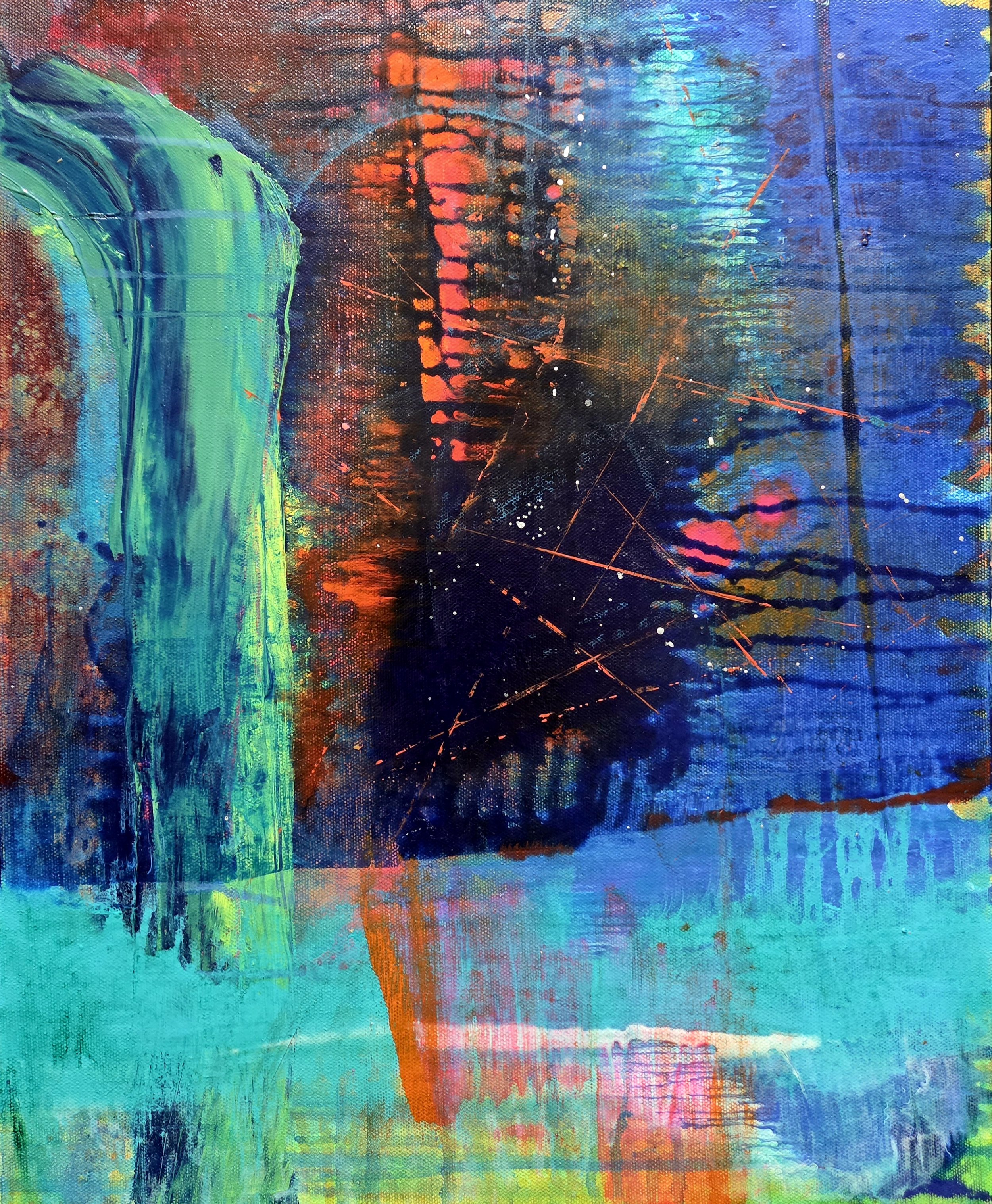 Intersection, Acrylic on Canvas, 20x16", $500, 2026