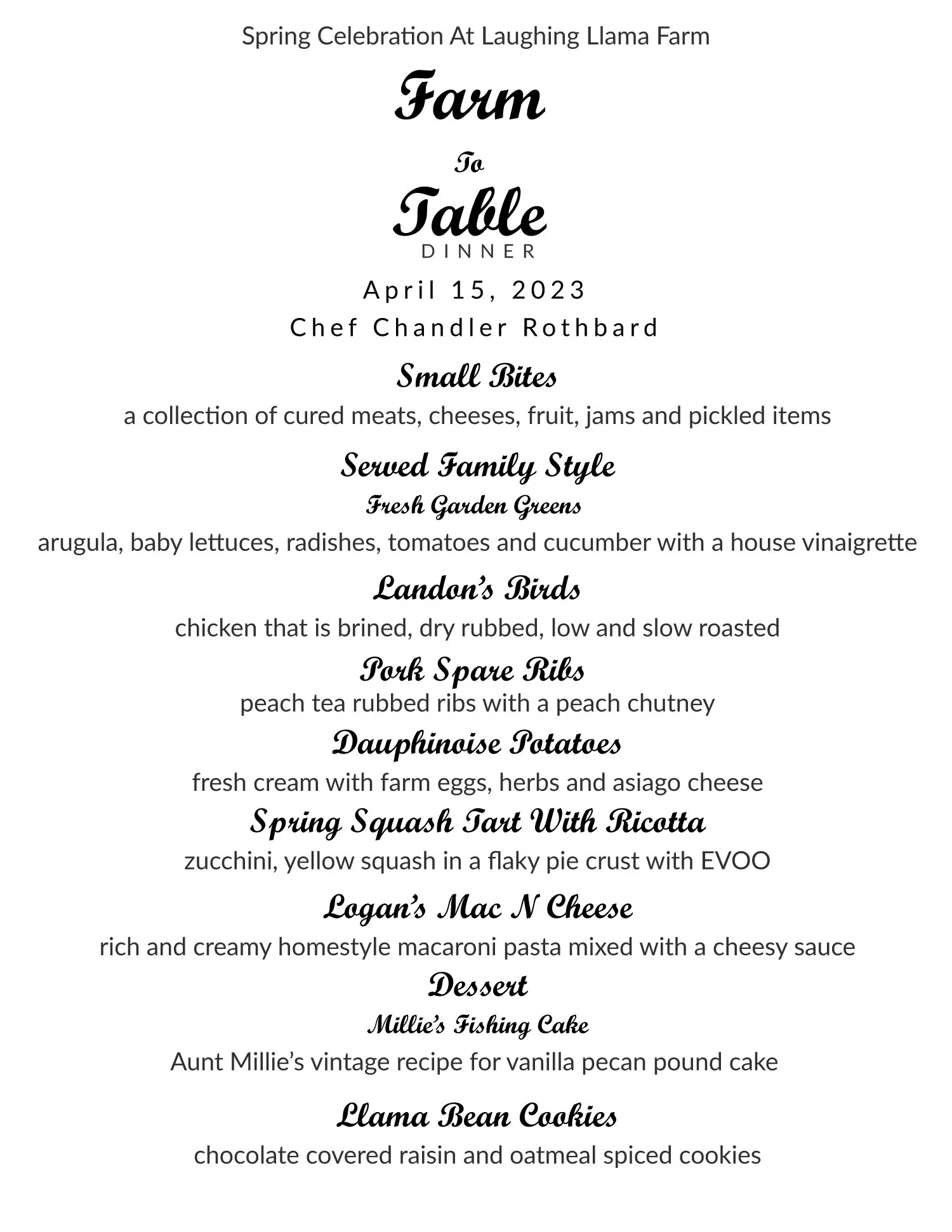 Farm To Table Dinner at Laughing Llama Farm — The Silo House At