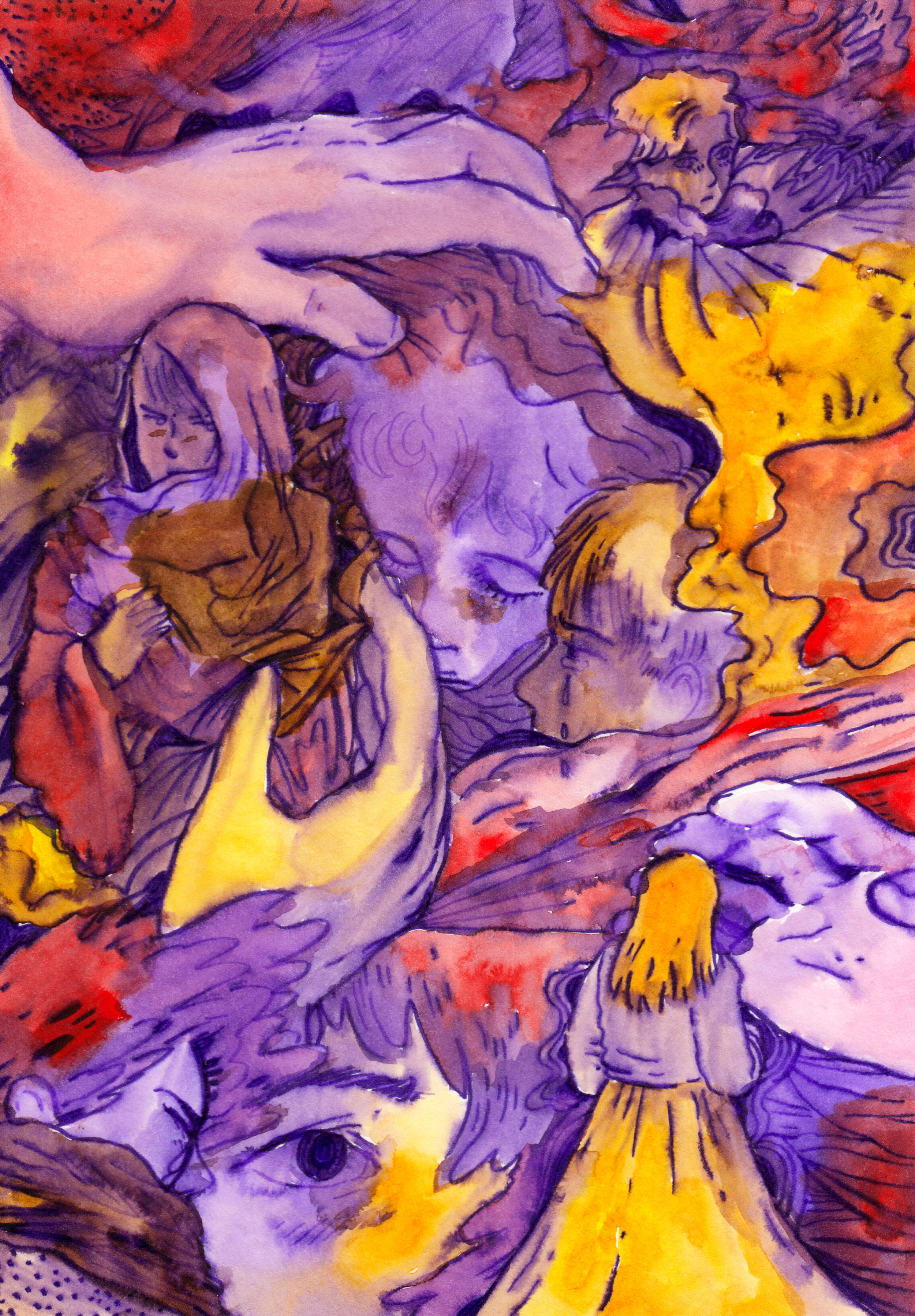 Drawn in my Dad’s hotel room in Hamburg, Germany. I got watercolor all over the sheets…