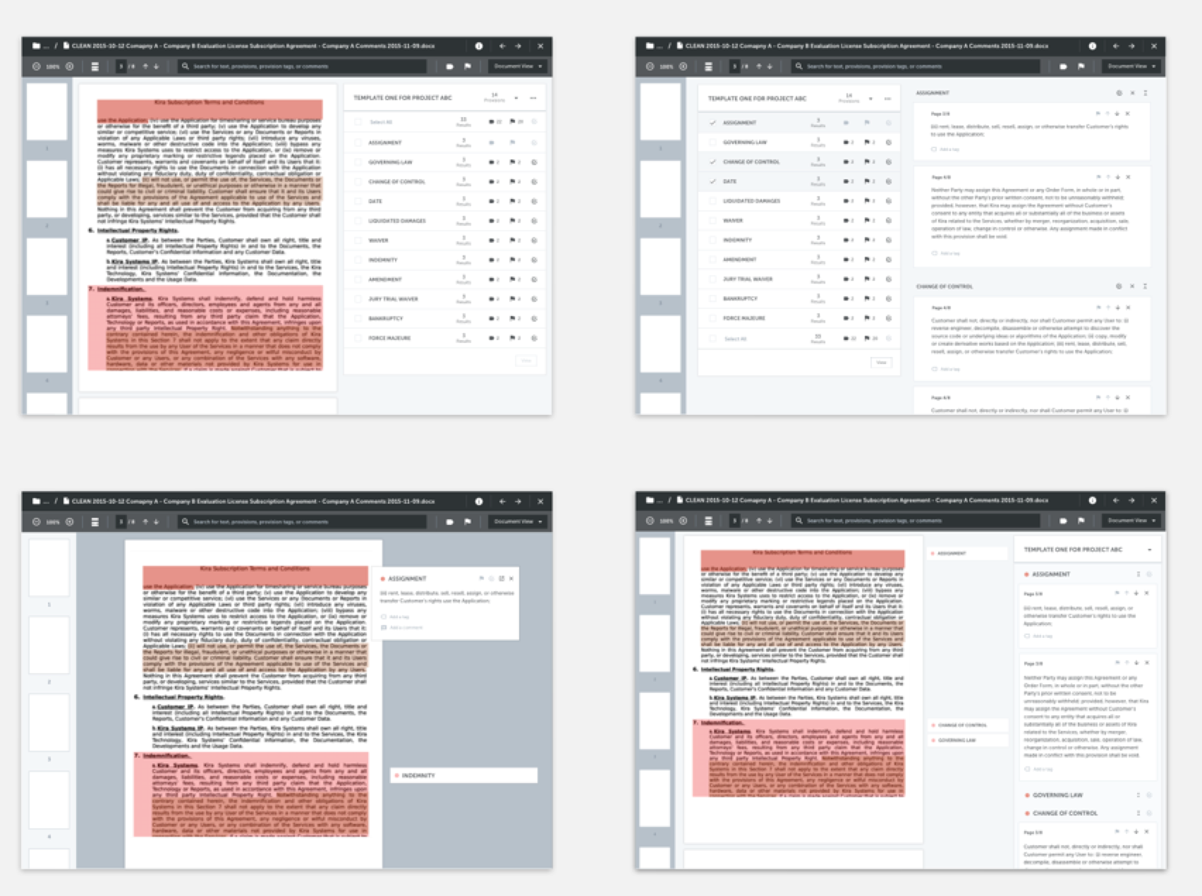 Some early mockups exploring different view modes in Document Viewer including full-page document view and summary view.