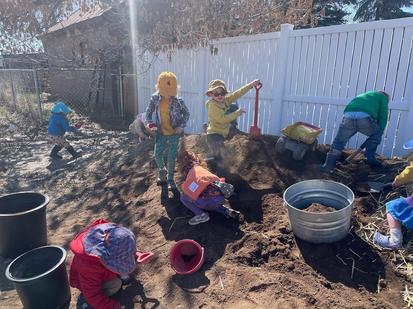 Happy Earth Day! We spent part of our Earth Day moving compost into our garden beds. Studies show that playing in dirt can improve moods, reduce anxiety, improve immune systems, improve confidence, boost creativity and offer a well rounded sensory ex