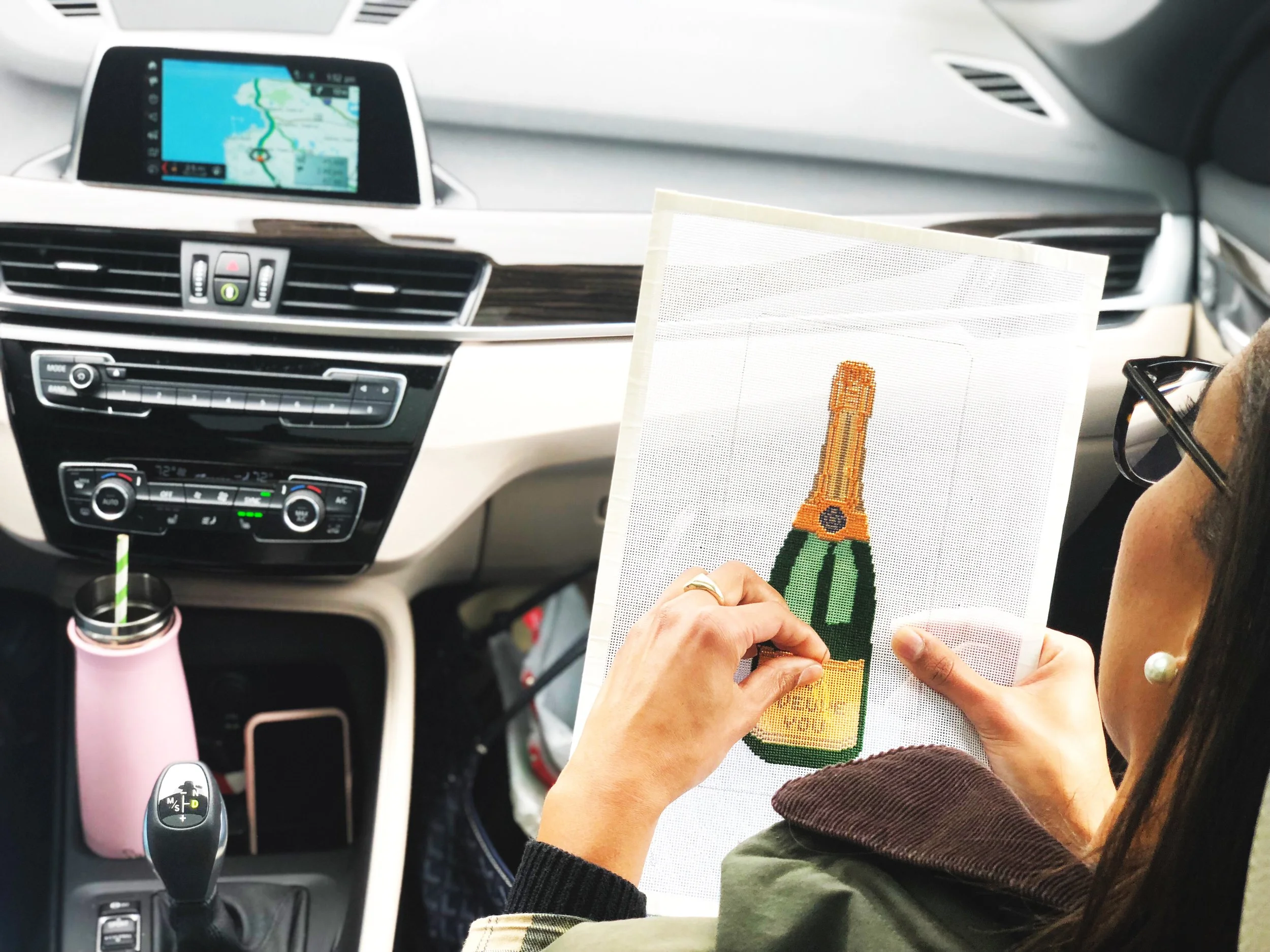 Jess Stitching Bottle In The Car.JPG