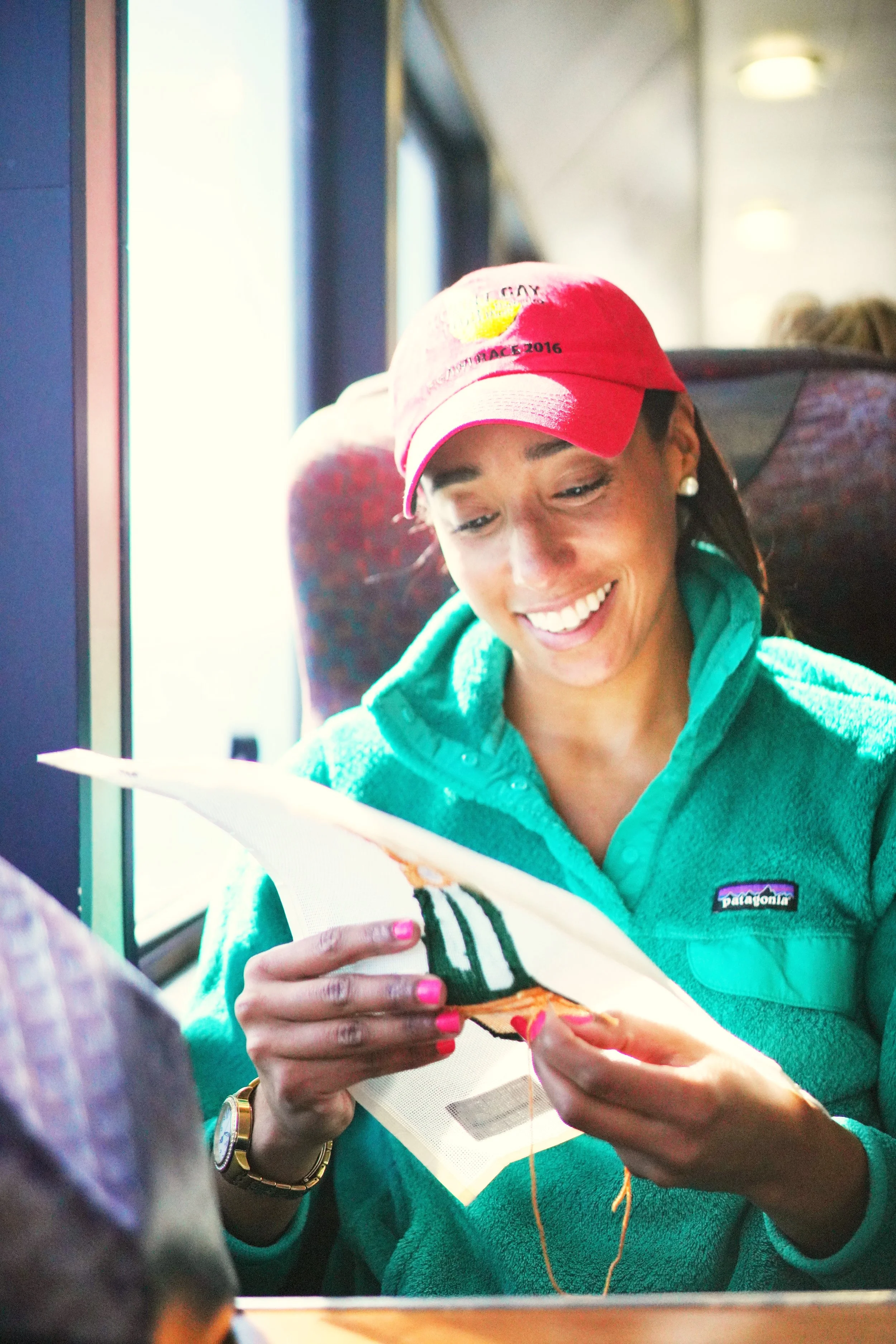 Jess Stitching On Ferry.JPG