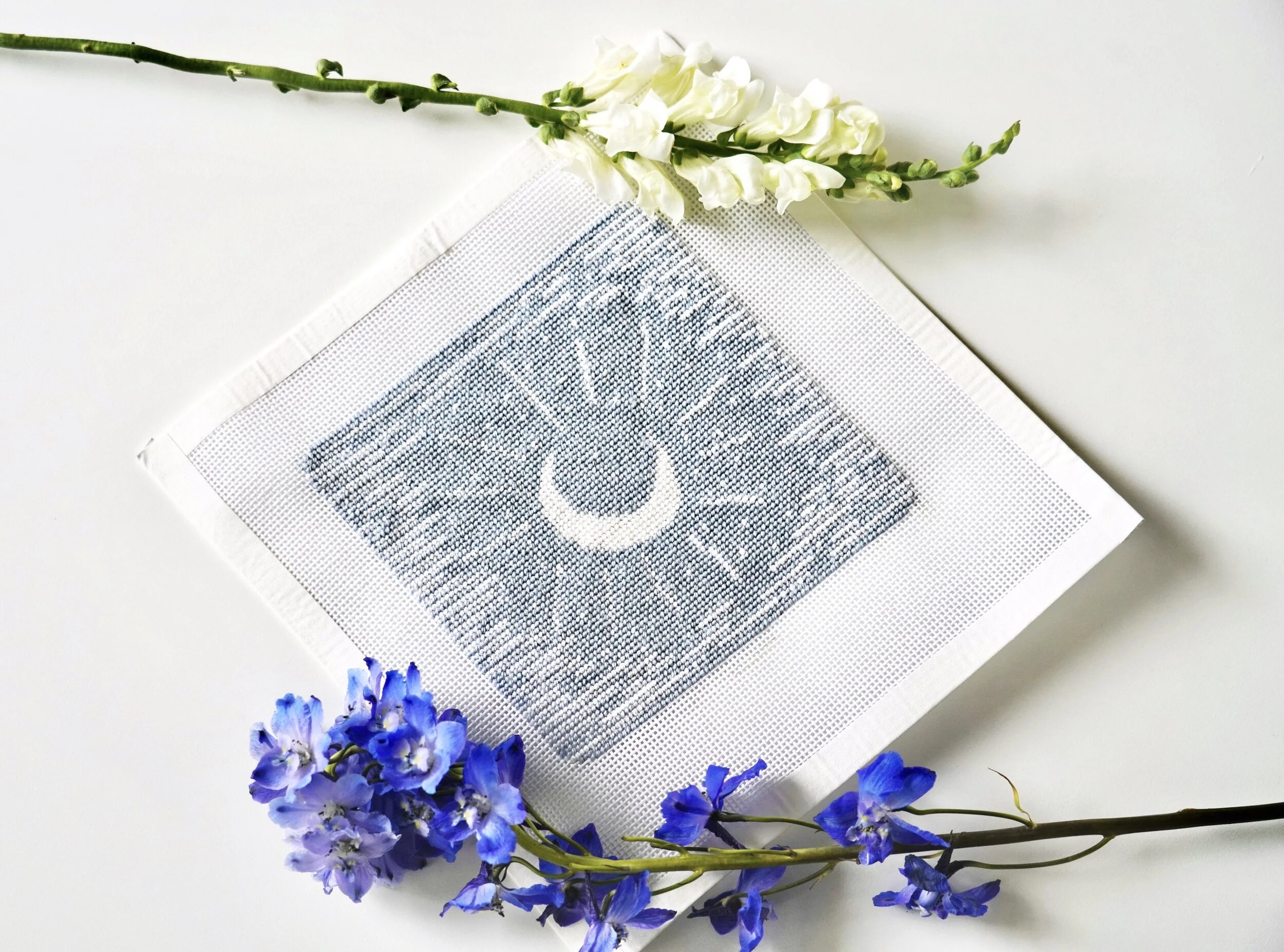Harvest Moon Needlepoint Stitched with flowers.JPG
