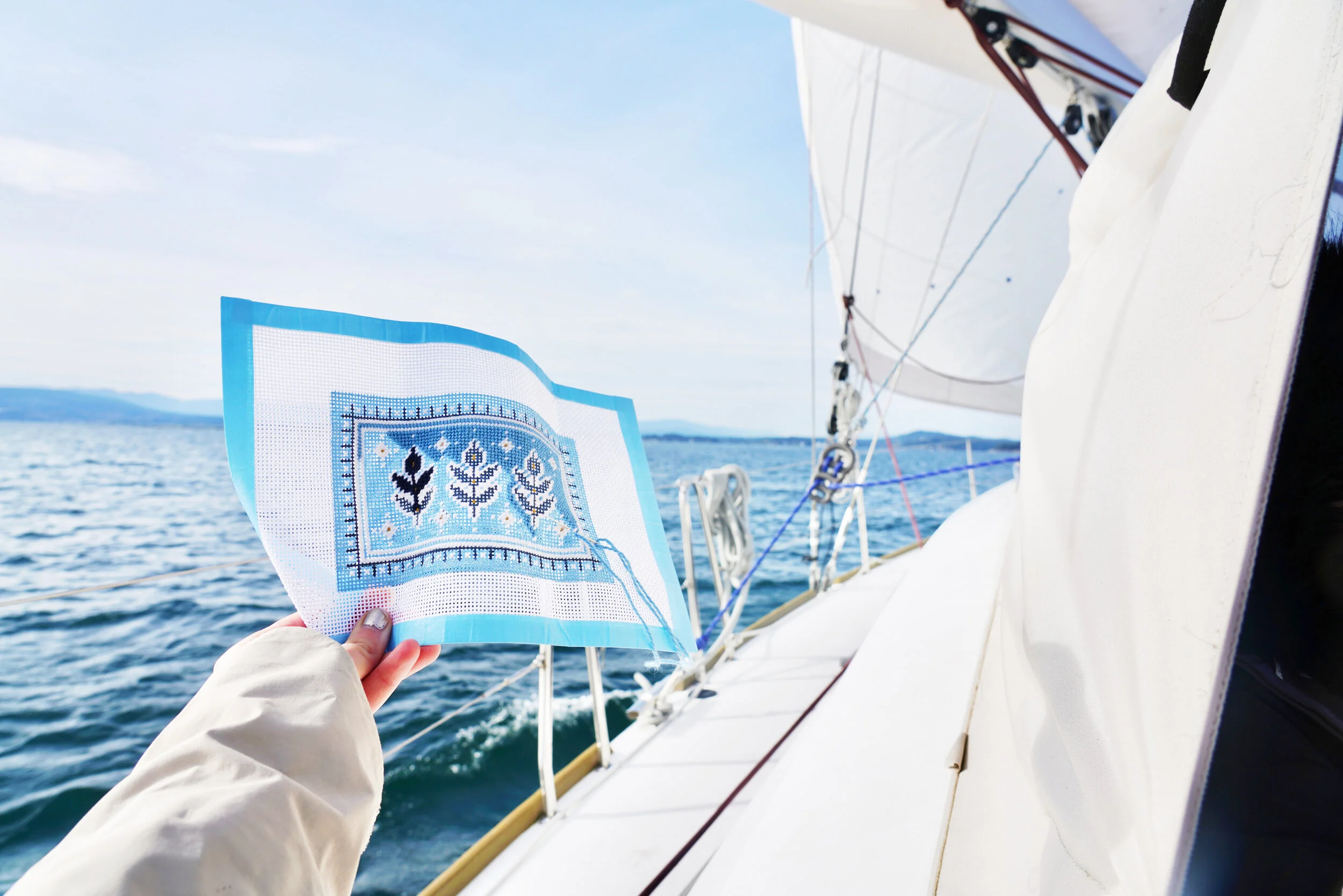 Elizabeth needlepoint canvas sailing.JPG