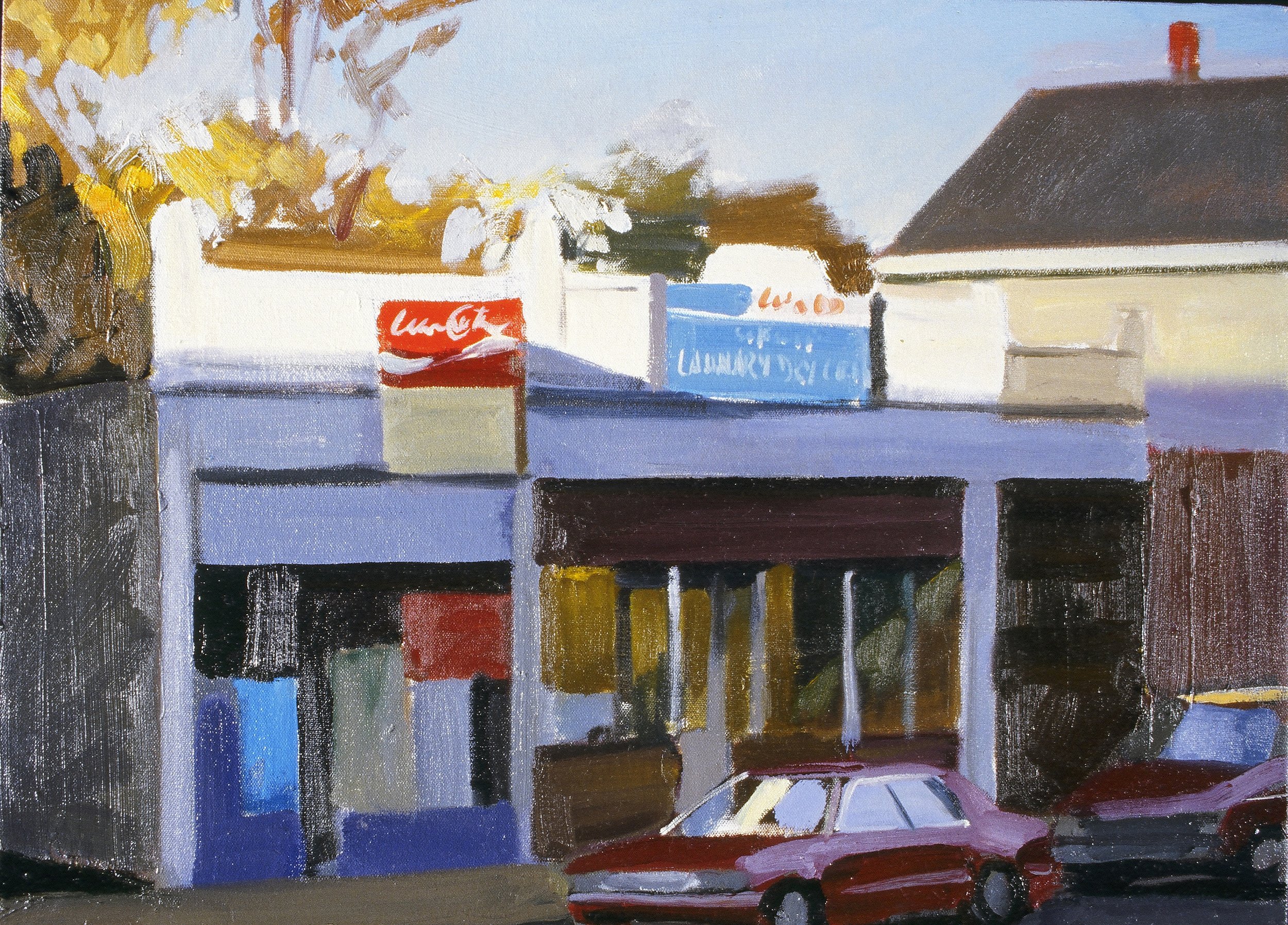  Laundromat, Sunset  18x24”, oil on canvas, 2000   