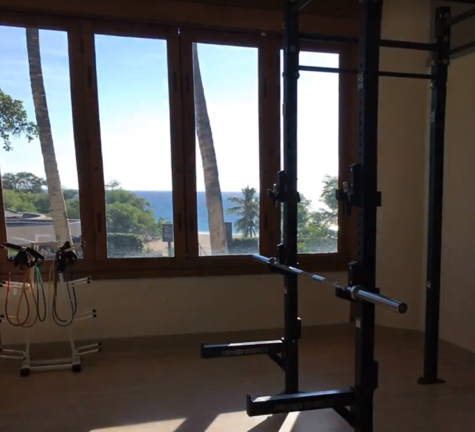 Getting a workout in with a prime view of the waves