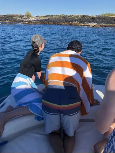 Pit stop for snorkeling at a protected coral reef along the coast.