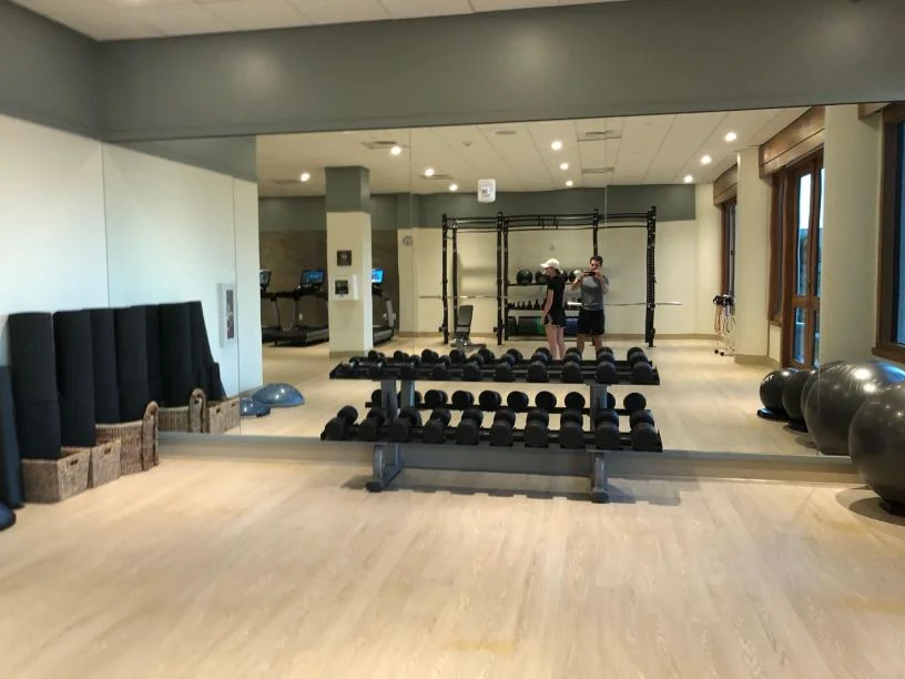 The dumbbell section of the gym at Hapuna