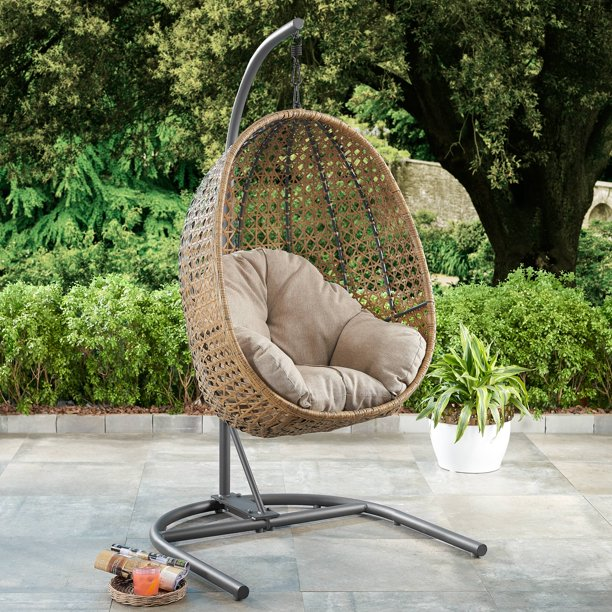 Egg Chair Comfortable Rattan Swing Chair with Stand Luxury Outdoor Hanging Chair with Legs Adult Teen Egg Basket Chair for for Patio Porch Lounge Yard Bedroom Blue 