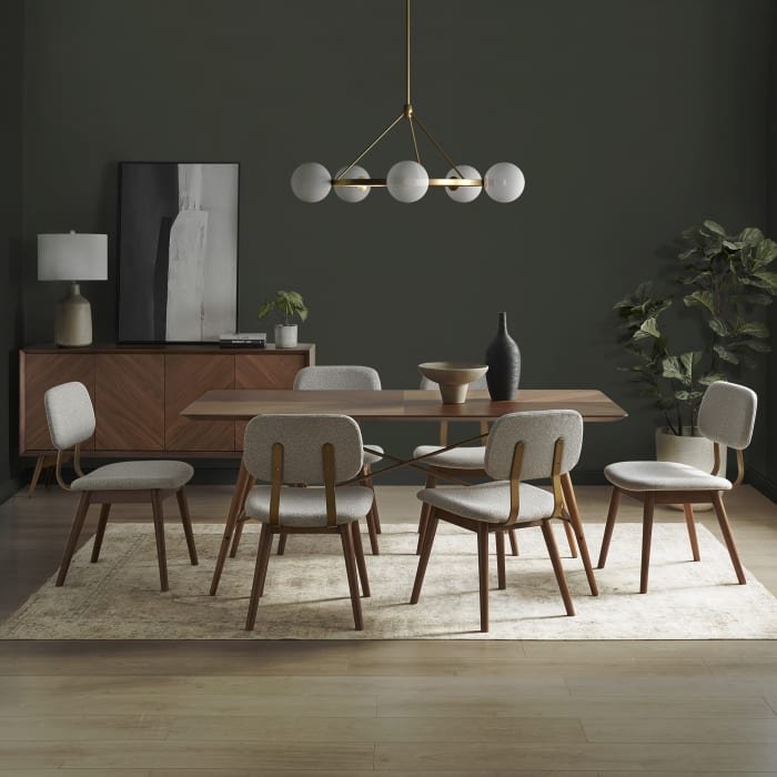 Contemporary Modern Rectangular Dining Kitchen Table in Dark Walnut Finish 