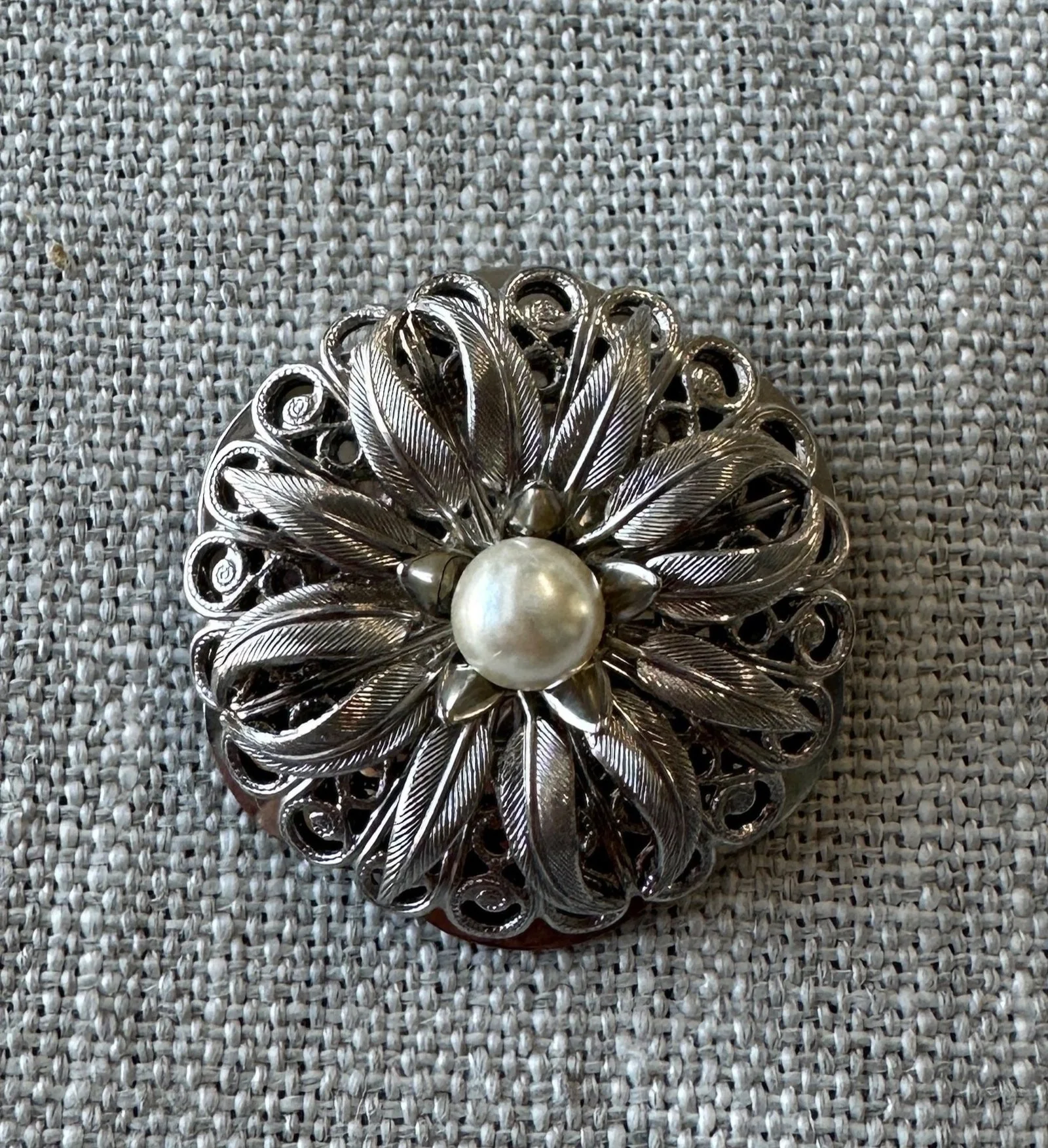 Vintage Lieba USA Scarf Clip Silver Flower