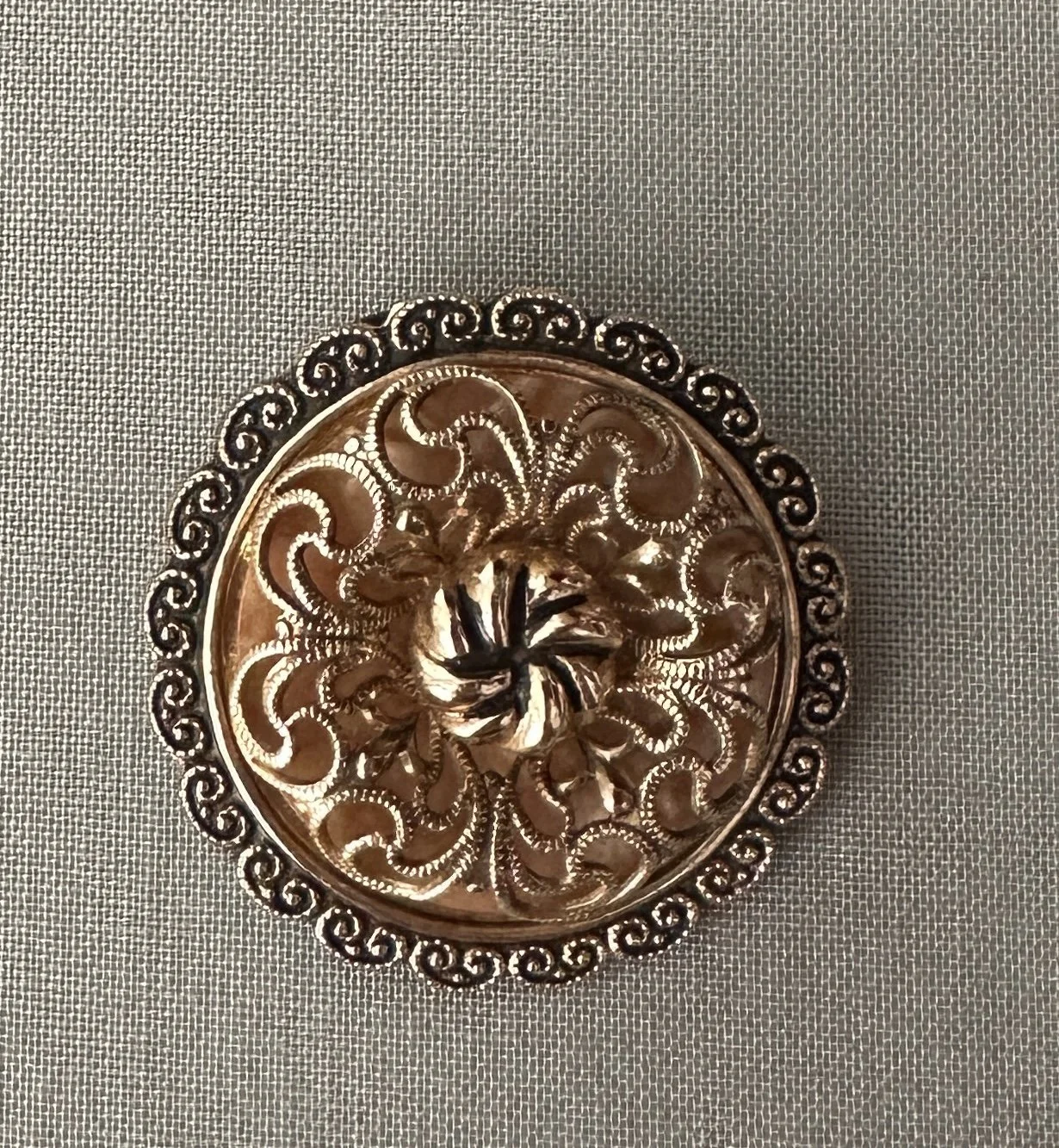 Vintage Scarf Clip West Germany Gold Filigree Bakelite