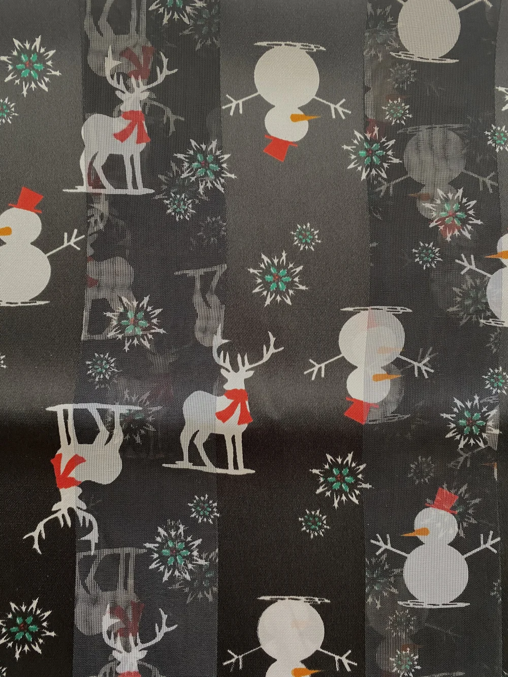 Oblong Christmas Scarf Reindeer Wearing Scarf on Black — Scarves