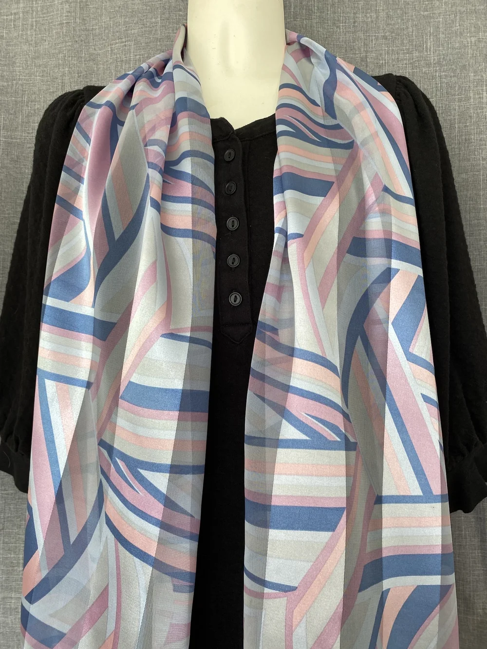 Oblong Satin Scarf Pastel Color Block Peach — Scarves and More display picture 2