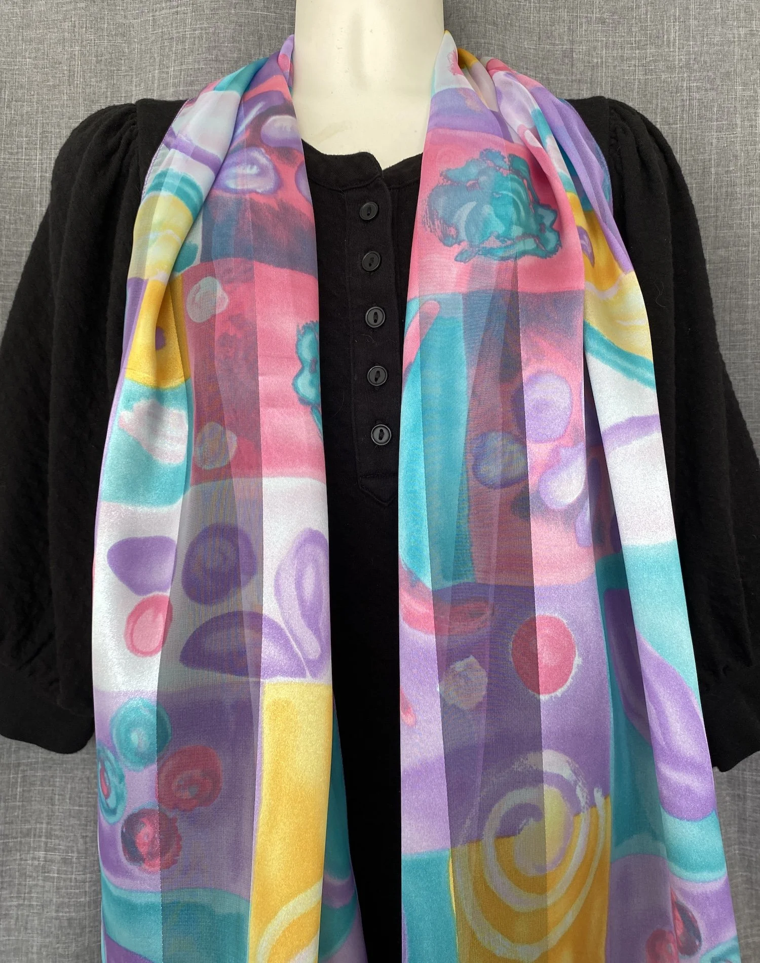 Oblong Satin Clearance Pastel Blocks Seafoam Green and Pink