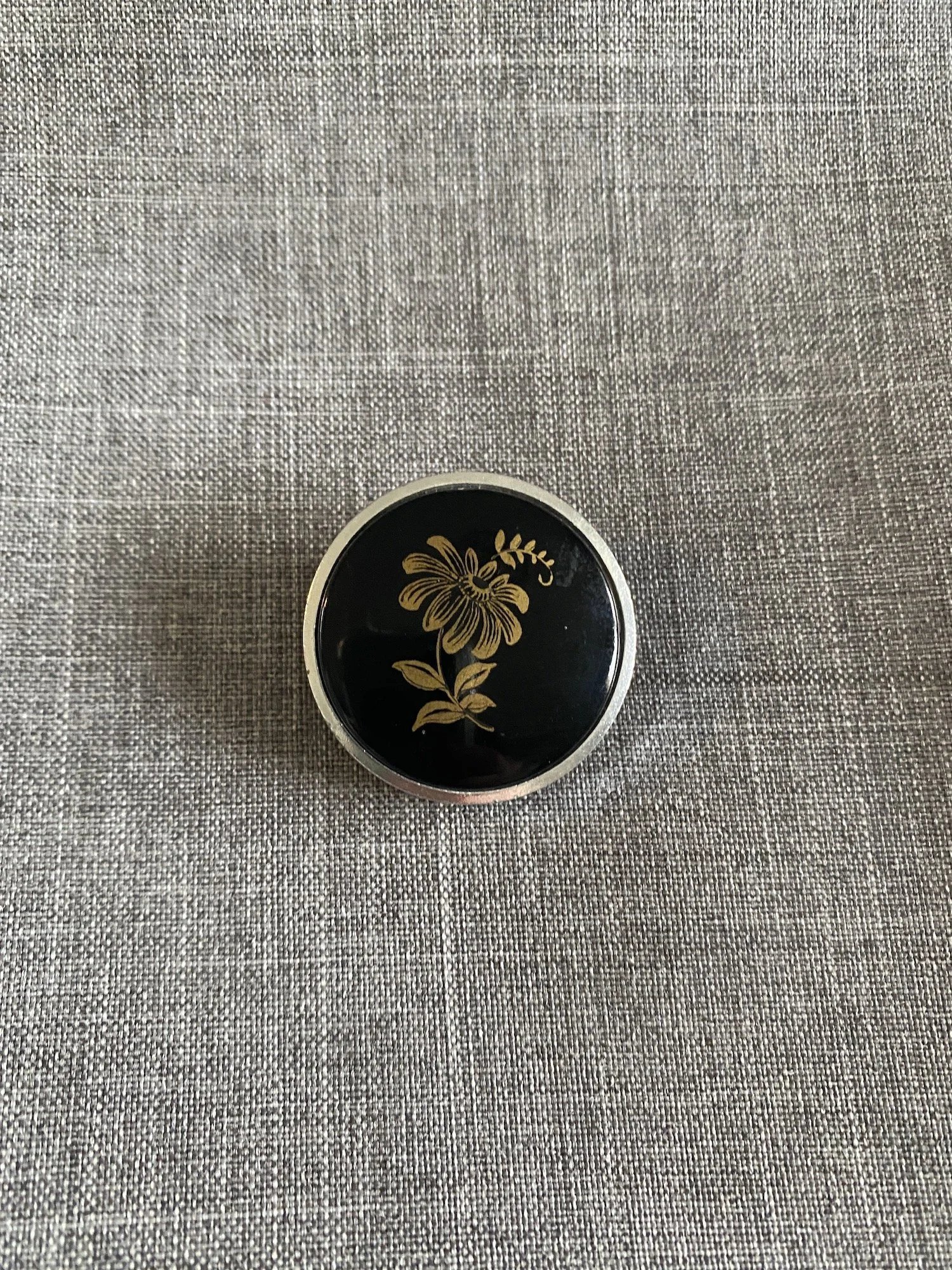Vintage West Germany Black Cab Scarf Clip with Flower