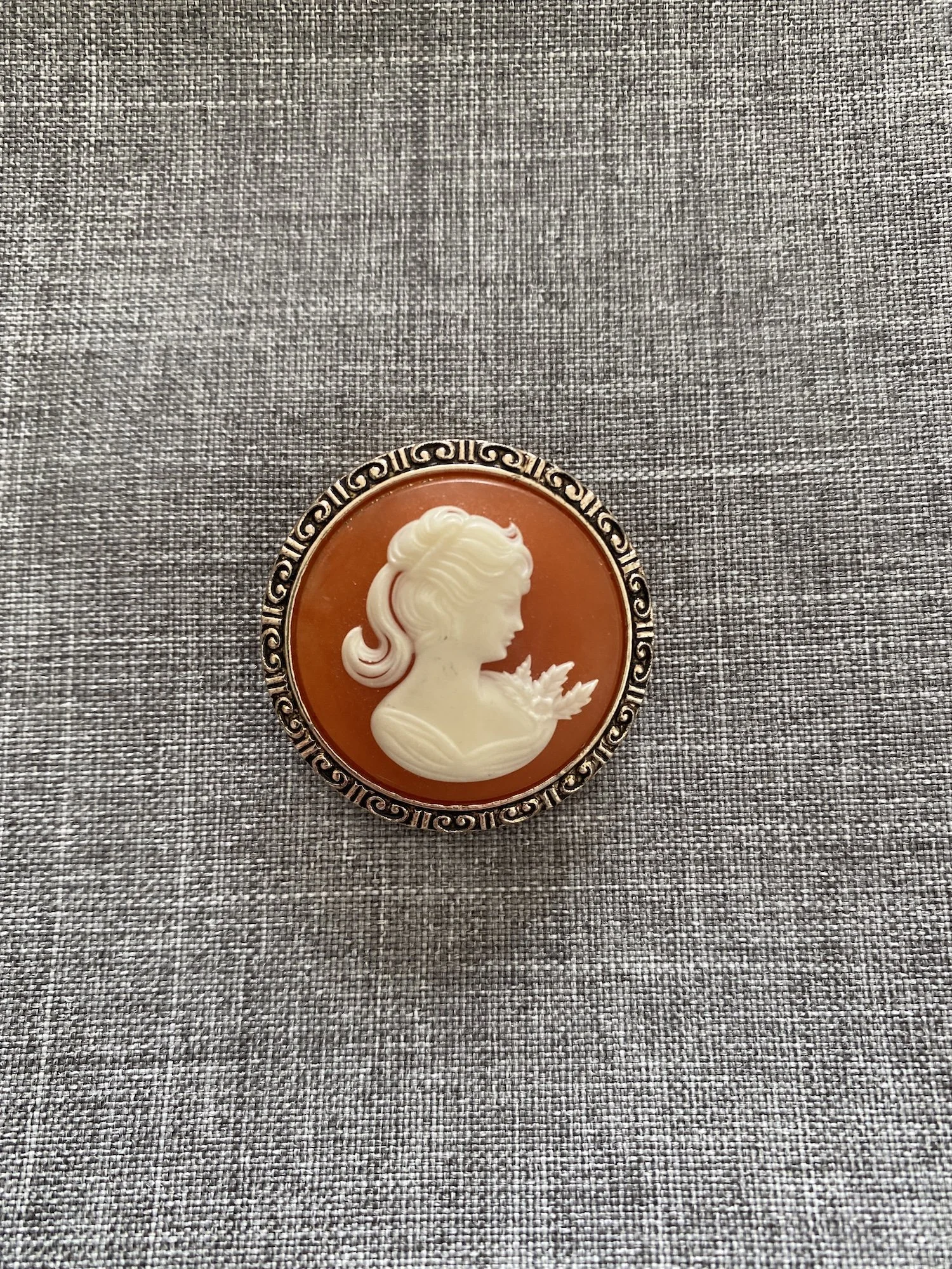 Vintage West German Scarf Clip with Cameo Center