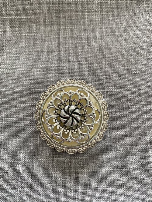 Vintage Scarf Clip Western Germany Filigree Caged Silver Tone Stamped