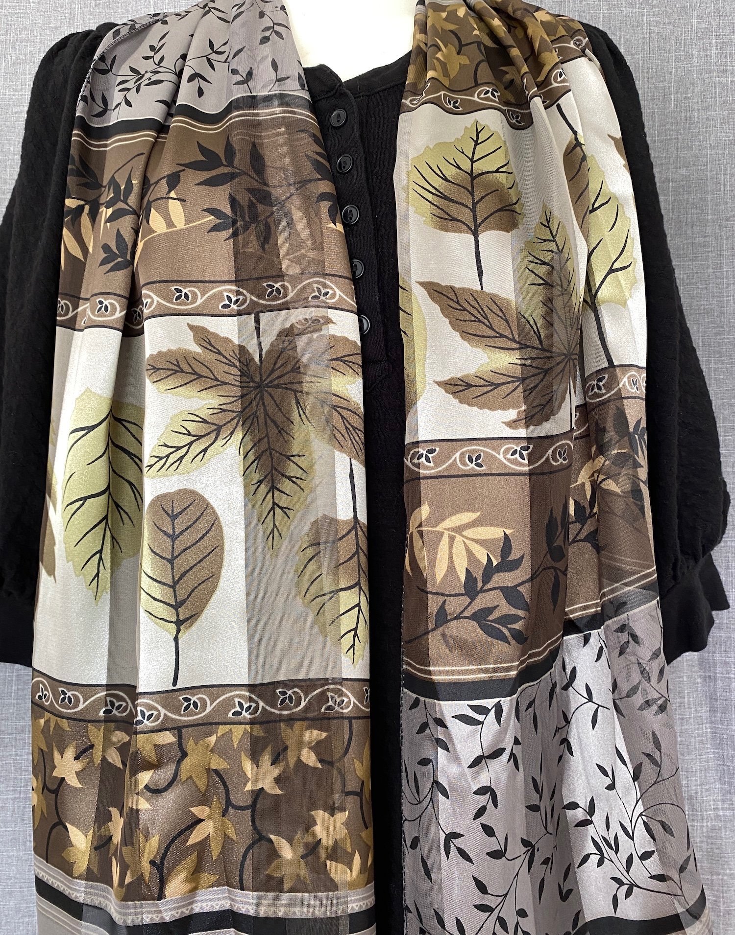 Oblong Satin Fall Leaves Scarf