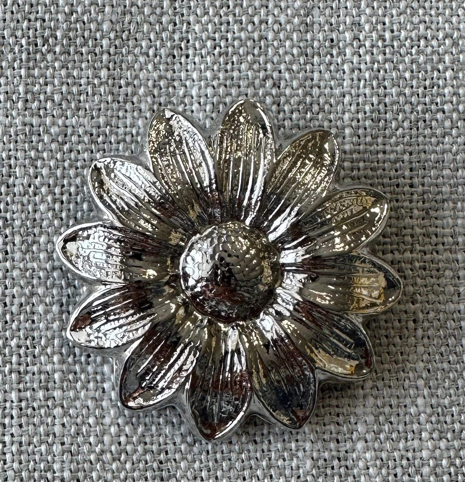 Vintage Jeri-Lou Scarf Clip Silver Sunflower