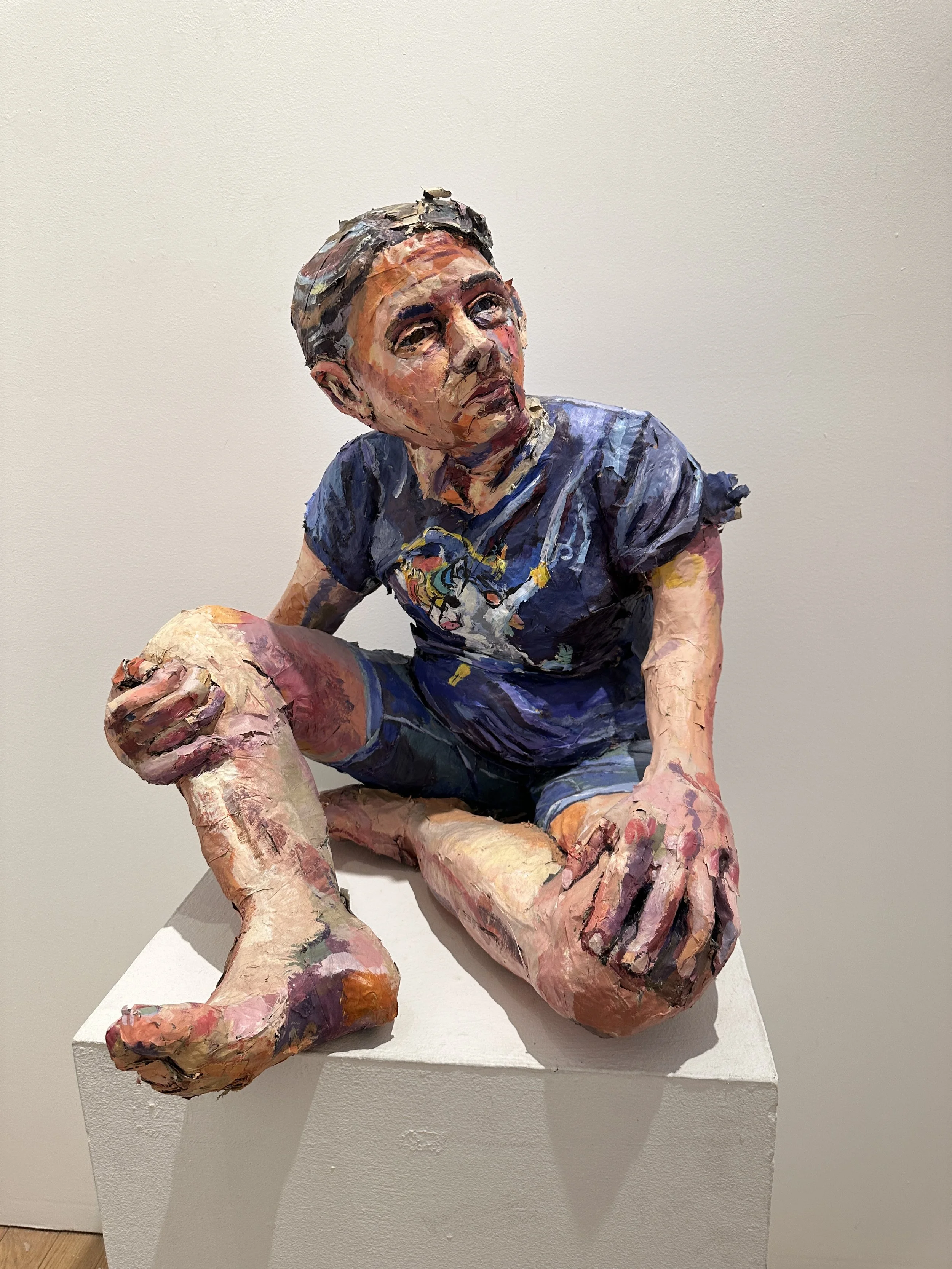 “Self-Portrait” 23” x 22” x 24”,  papier-mâché and acrylic paint, 2021 .JPG