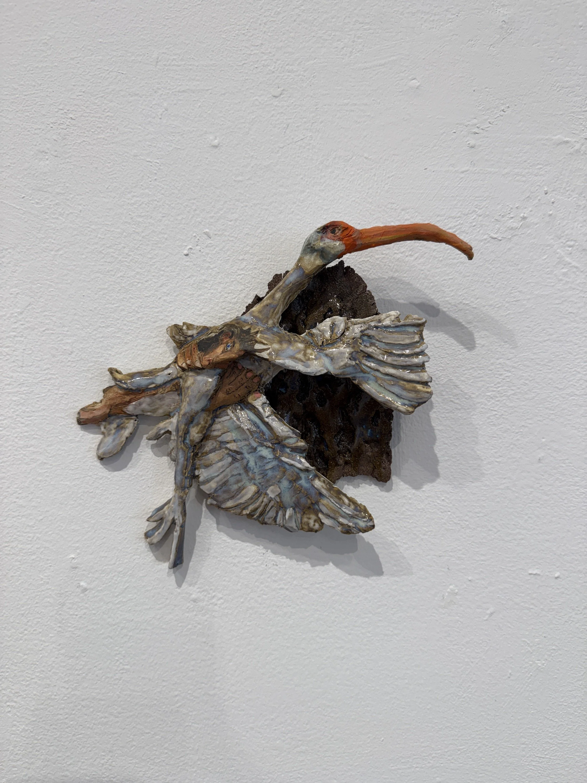 Stork and Girl, 2025, ceramic, 9 x 9 x 2