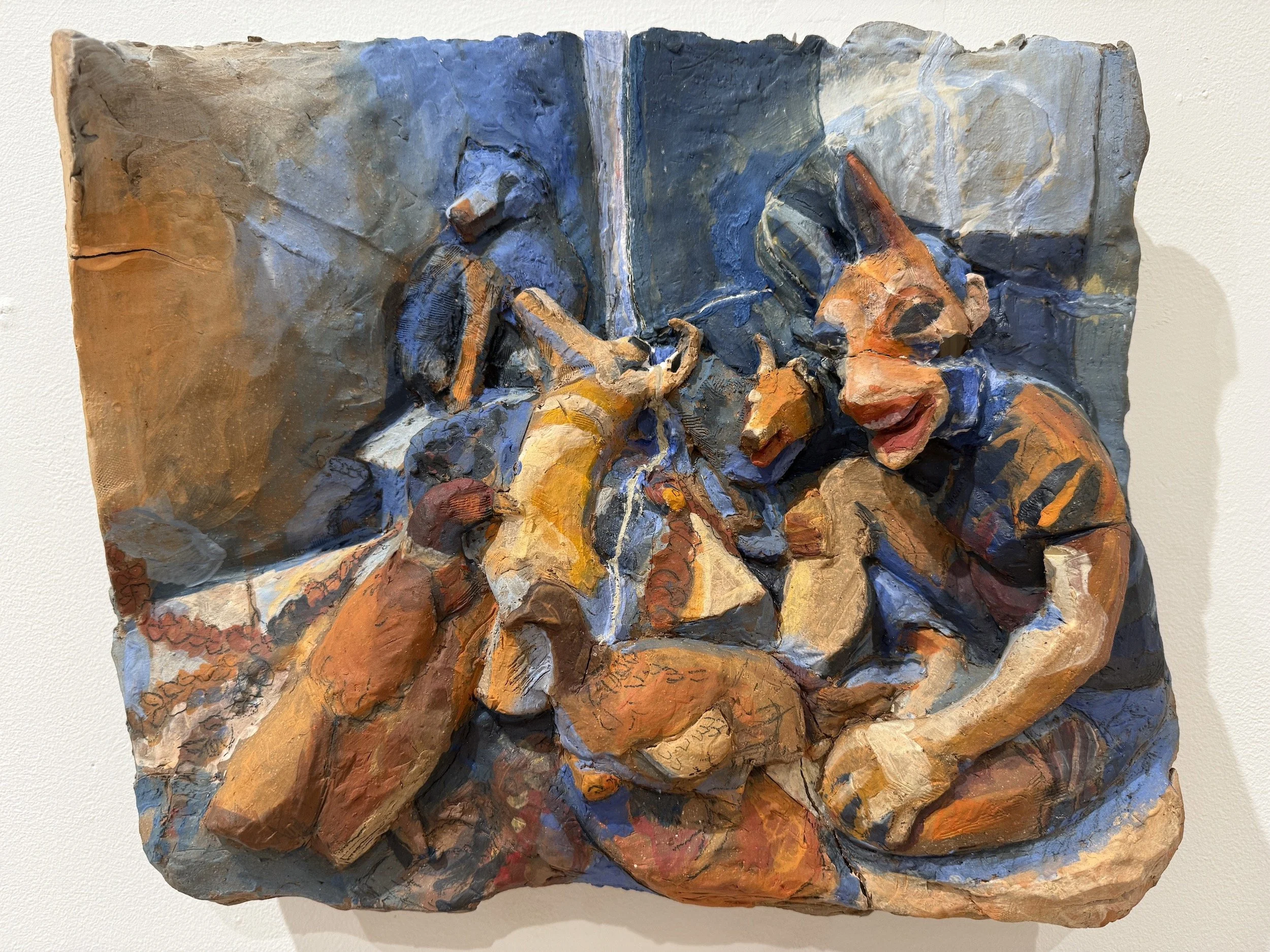 Taxidermy Tangle, 2024, ceramic, 13 X 15 x 3 inches 