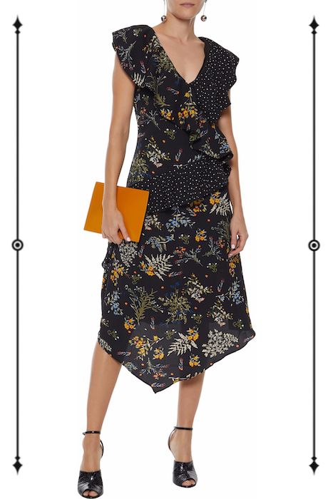   W118 by Walter Baker Emi Ruffled Printed Crepe de Chine Midi Dress  ($90, on sale from $228) 
