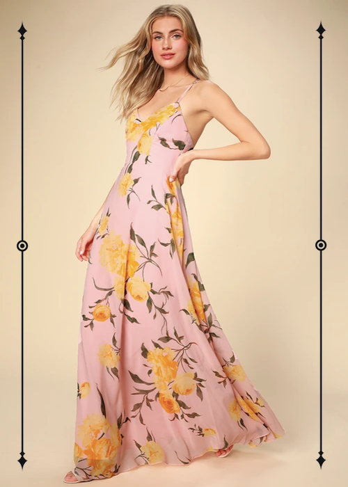   Lulus Endless Endearment Blush Floral Print Maxi Dress  ($92) 