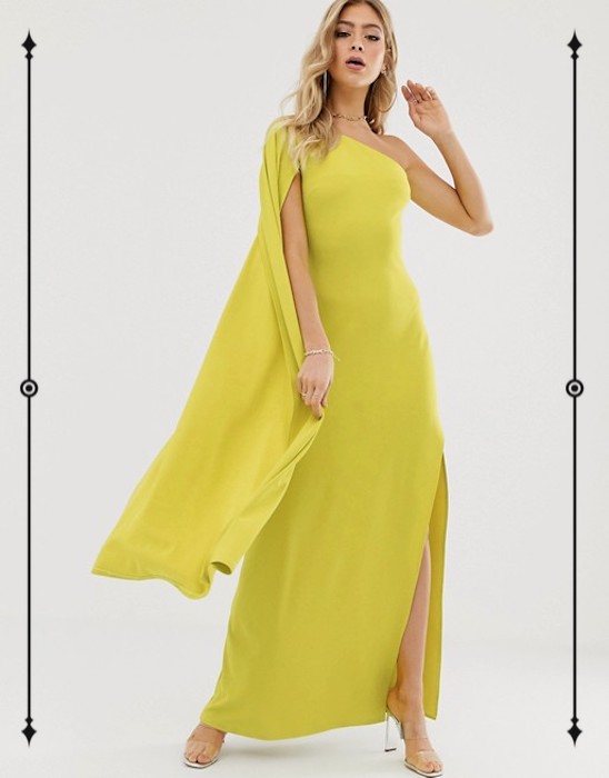   ASOS Design One Shoulder Cape Sleeve Maxi Dress  ($72) 