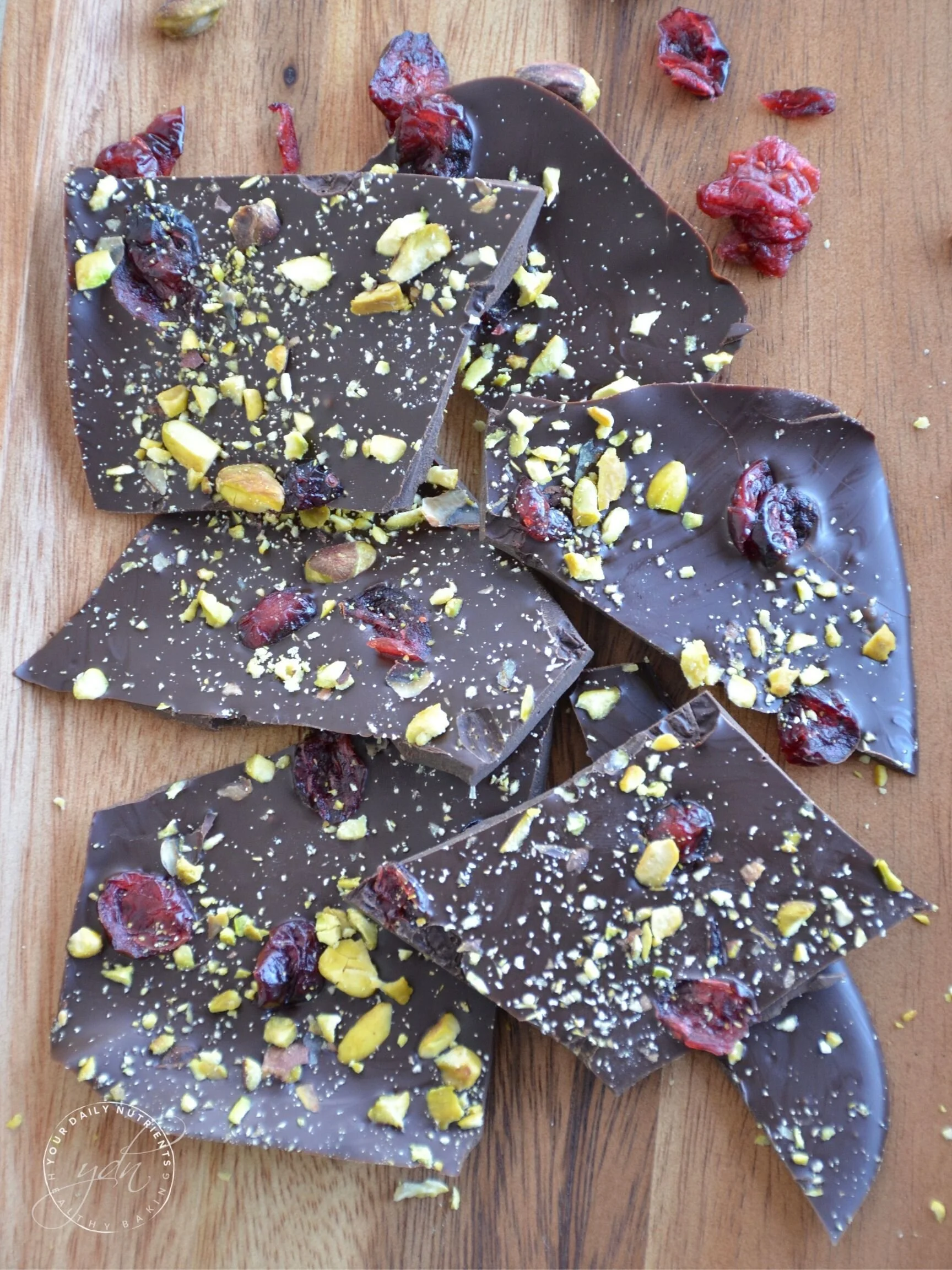 CRANBERRY PISTACHIO DARK CHOCOLATE BARK