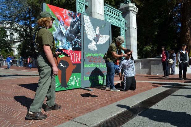Students for Justice in Palestine at the University of California at Berkeley held a mock checkpoint to highlight Israel’s inhumane policies.