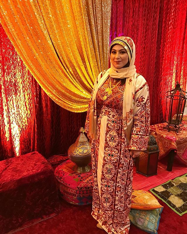 &ldquo;The thobe my husband bought me was hand sewn in Ramallah, Palestine. The process of designing the gown began shortly after I got engaged. My mother-in-law coordinated through her sister in Turmusaya&mdash;the village my father-in-law is from. 