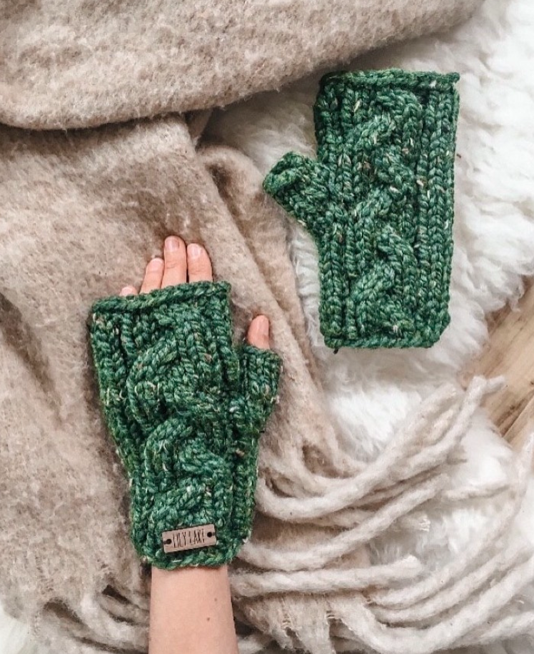 Chunky Cabled Fingerless Mitts Knitting Pattern
