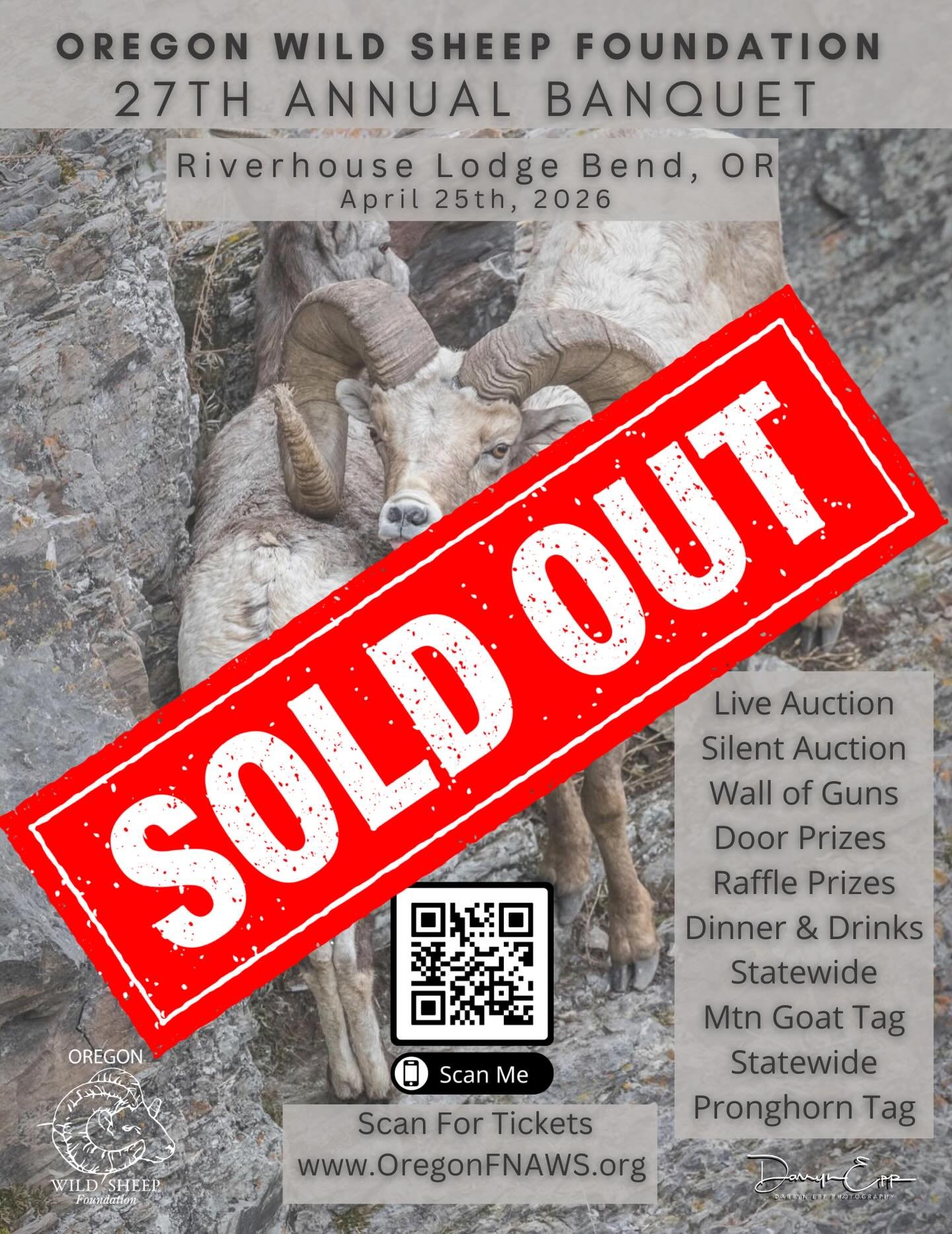 400 registered attendees means we are officially sold out and have about 3 weeks til the event. That means we will have absolutely no tickets to sell at the door. If you are registered to attend the banquet, please log back in to the banquet website 