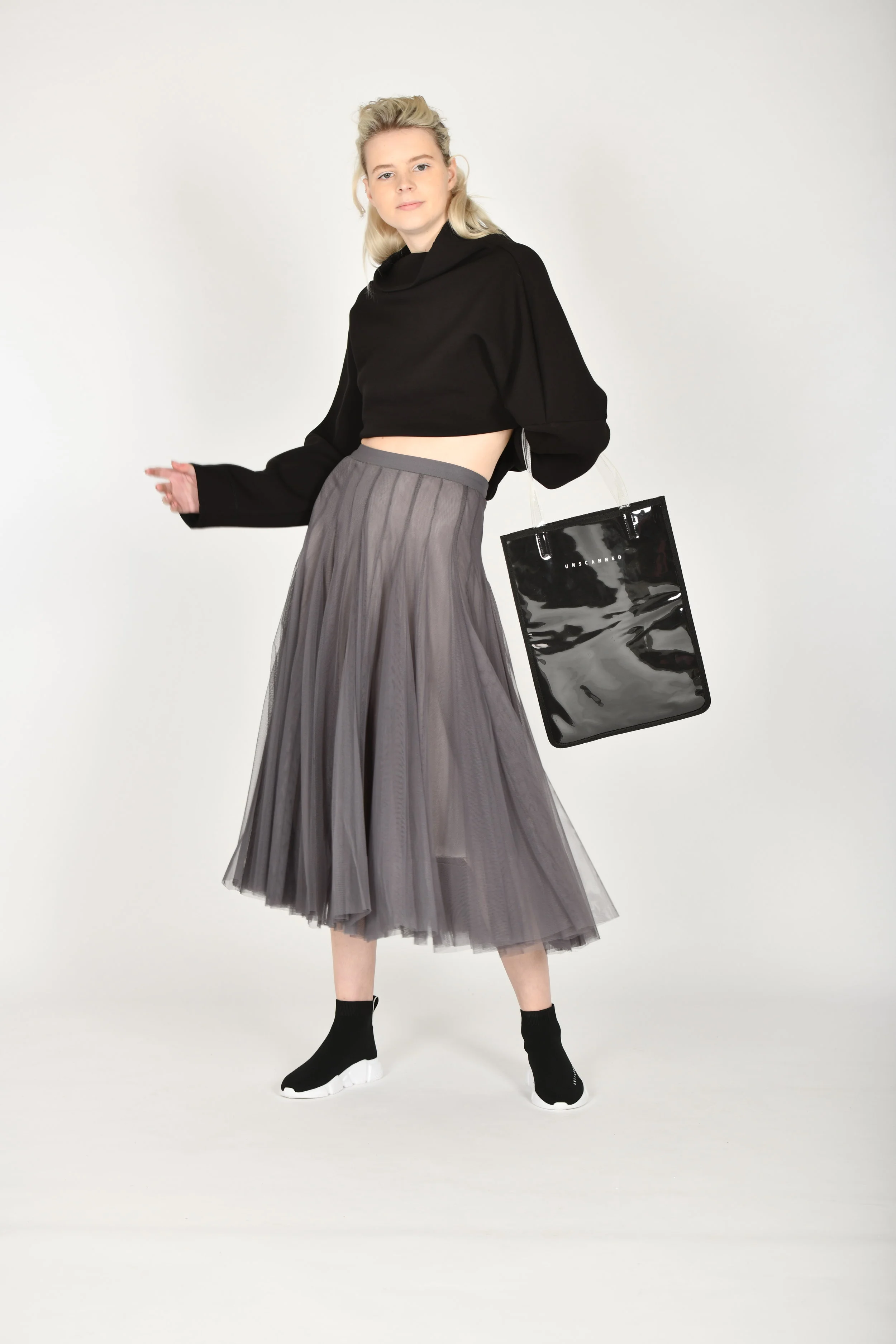 GREY PLEAT SKIRT