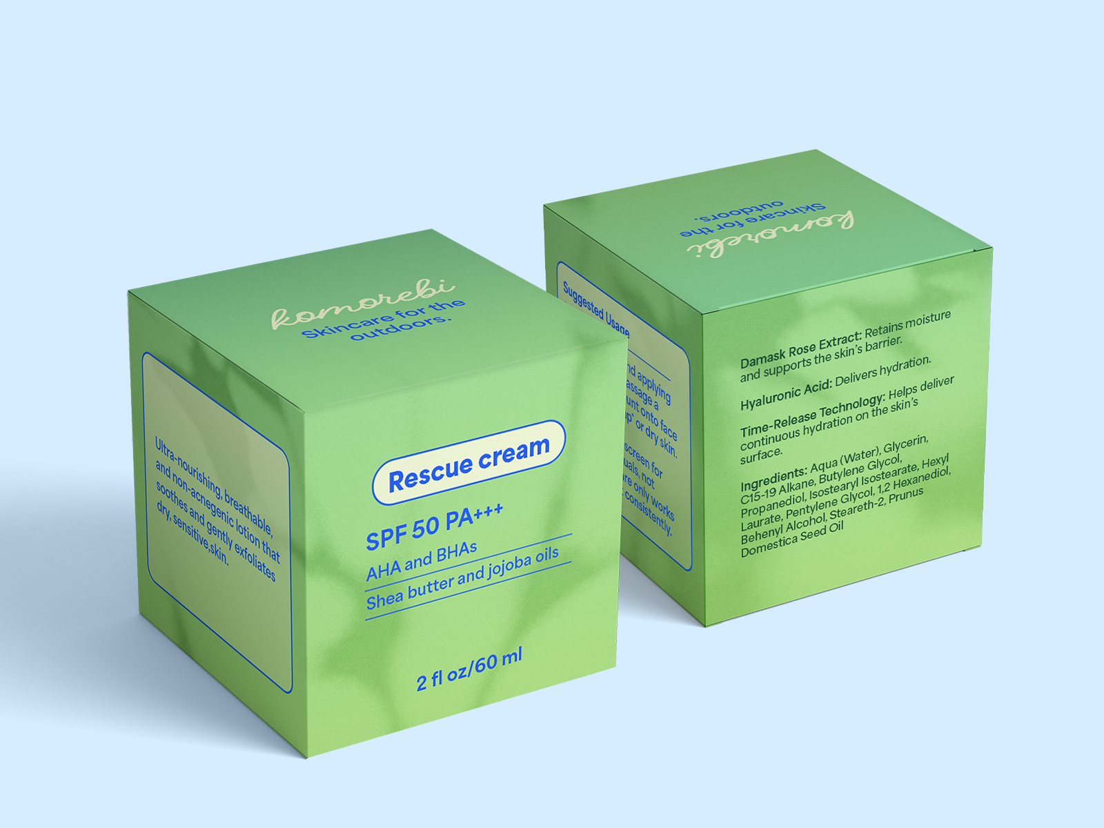 Mockup of Rescue cream box