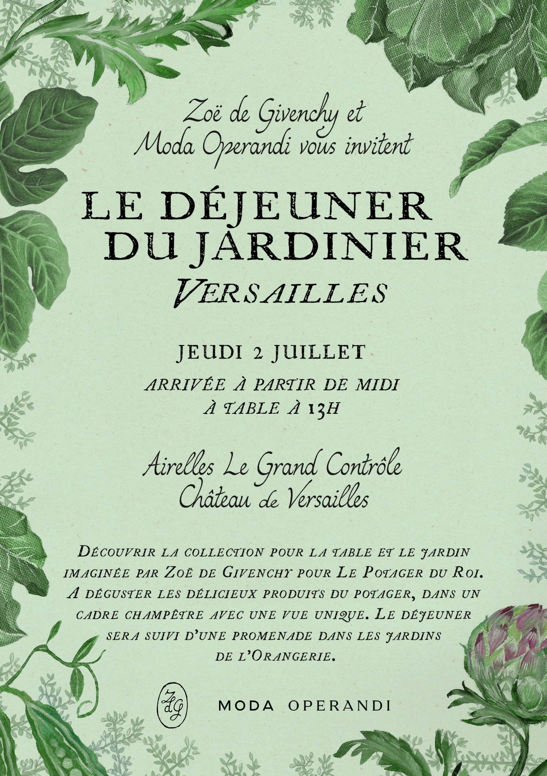 ZdGxModa Operandi Potager event invitation