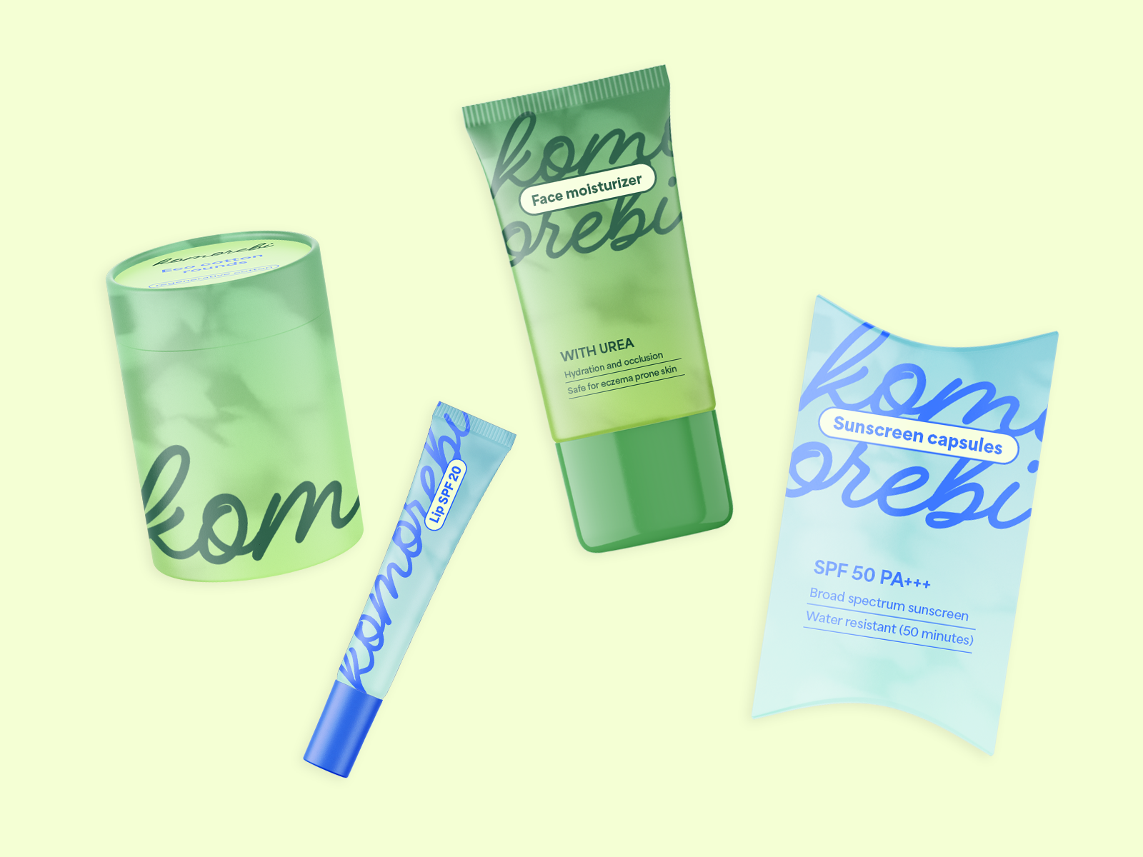 Eco cotton rounds, Lip SPF, Sunscreen capsules