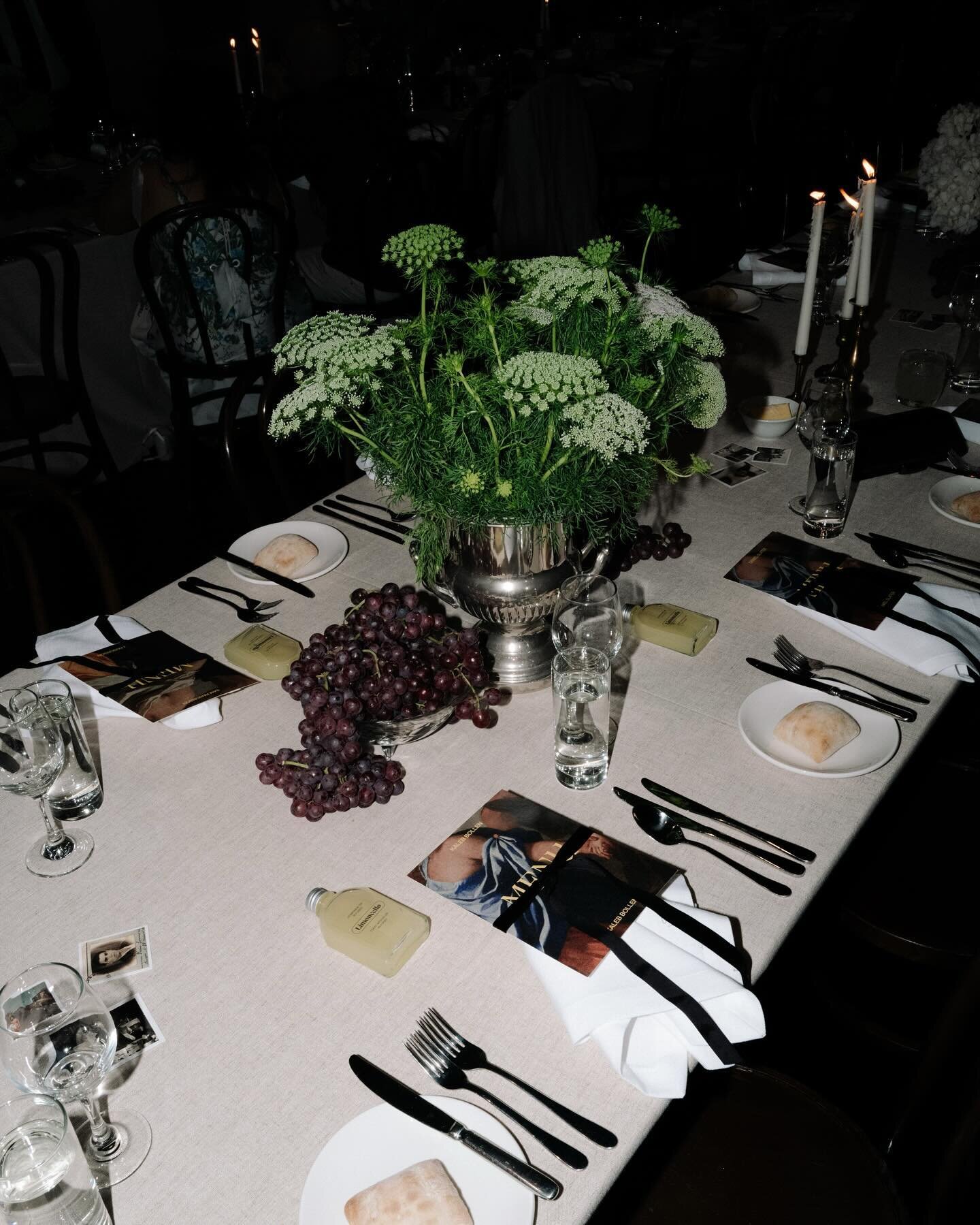 Crystal glassware, champagne buckets and truckloads of grapes = moody romance for G + A @stellaandsmith