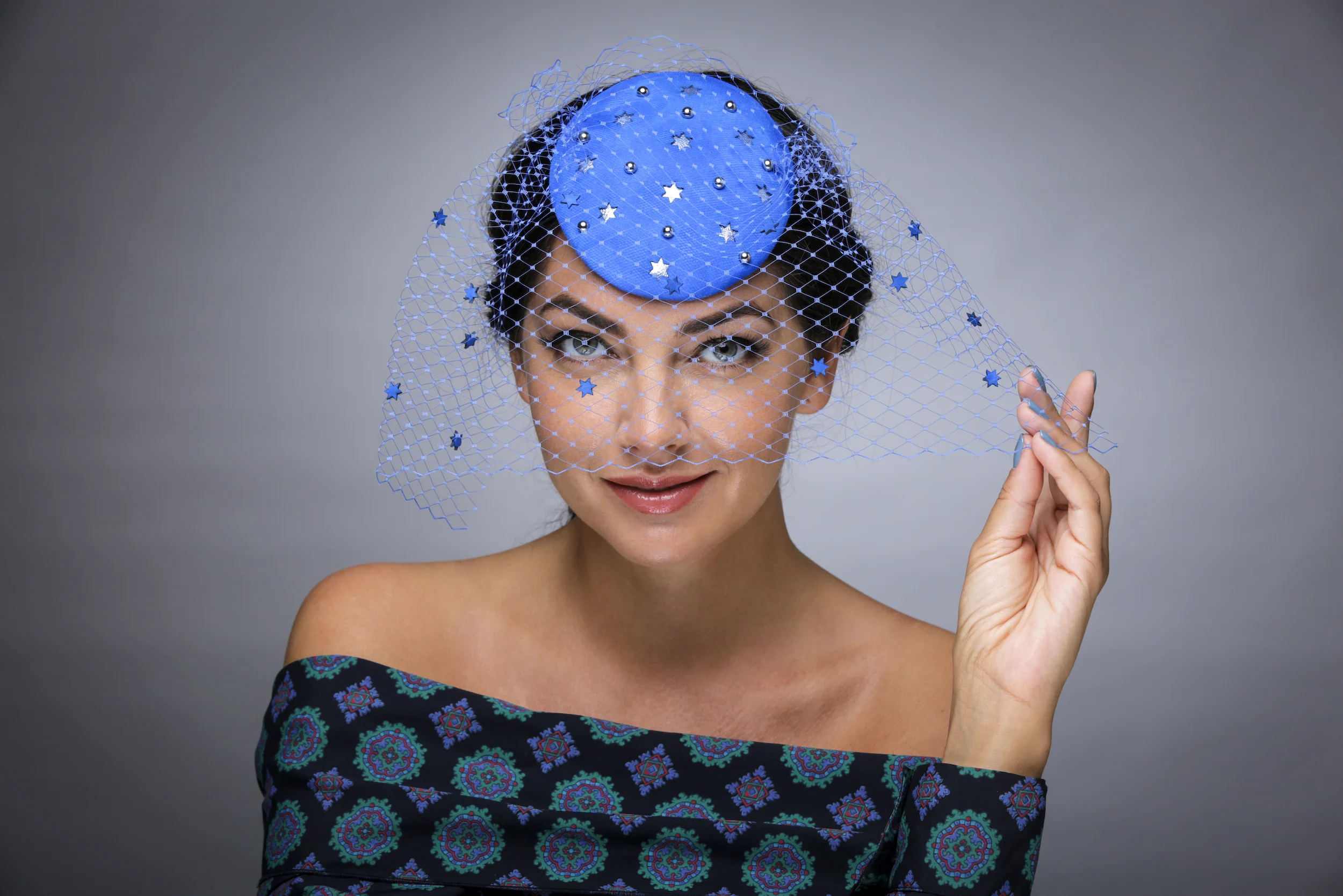 SUEDE GALAXY BIBI HAT WITH VEIL