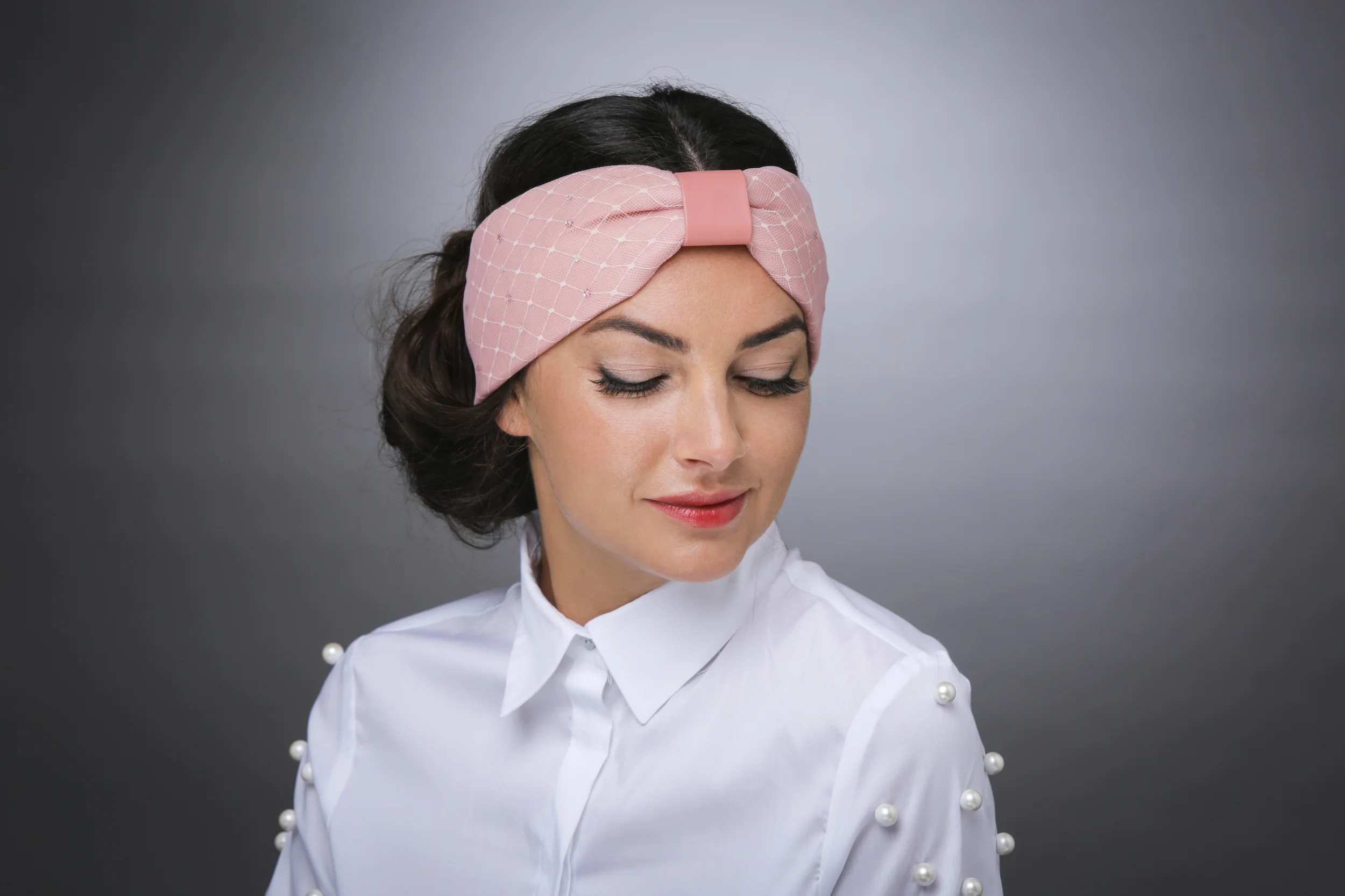 TURBAN WITH LEATHER KNOT (PINK)