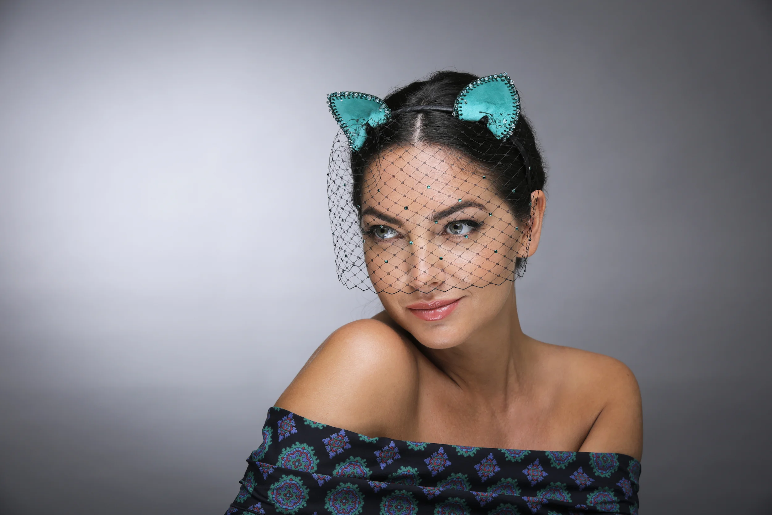 CAT EAR HEADBAND WITH VEIL 