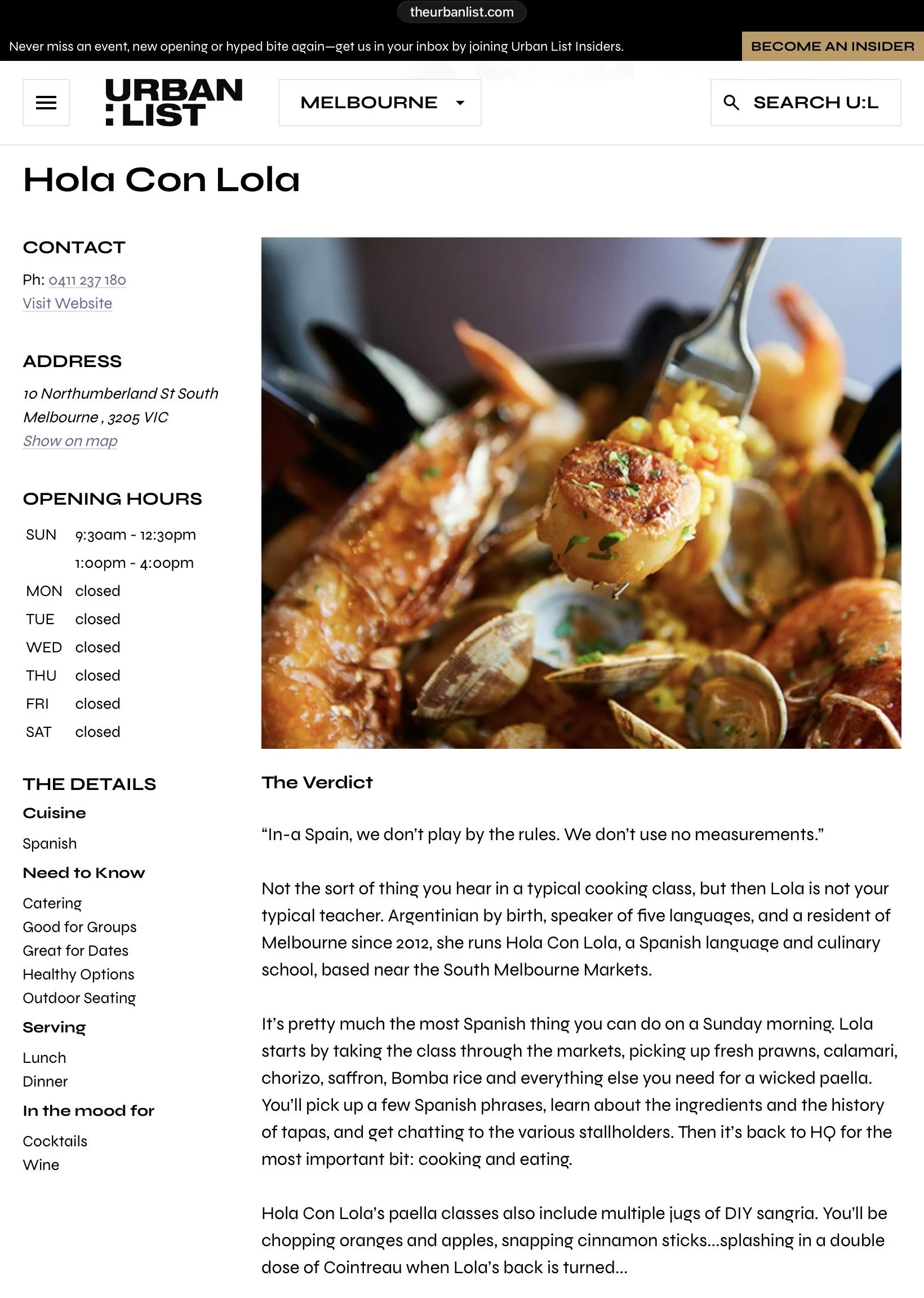 URBAN LIST - We found Melbourne's Underground Spanish Paella Club