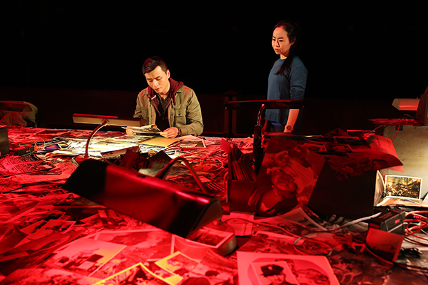 David Huynh and Eunice Wong appear in The Trial of the Catonsville Nine . © Carol Rosegg