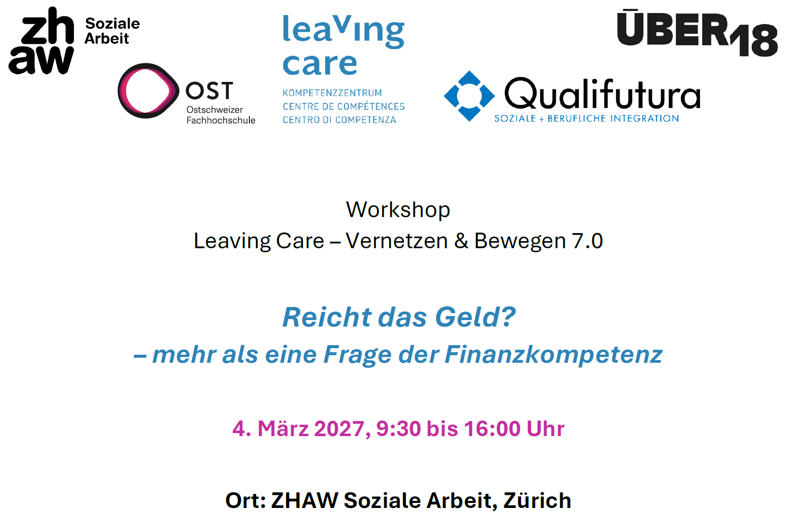 Workshop Leaving Care - Vernetzen &amp; Bewegen 7.0 - SAVE THE DATE