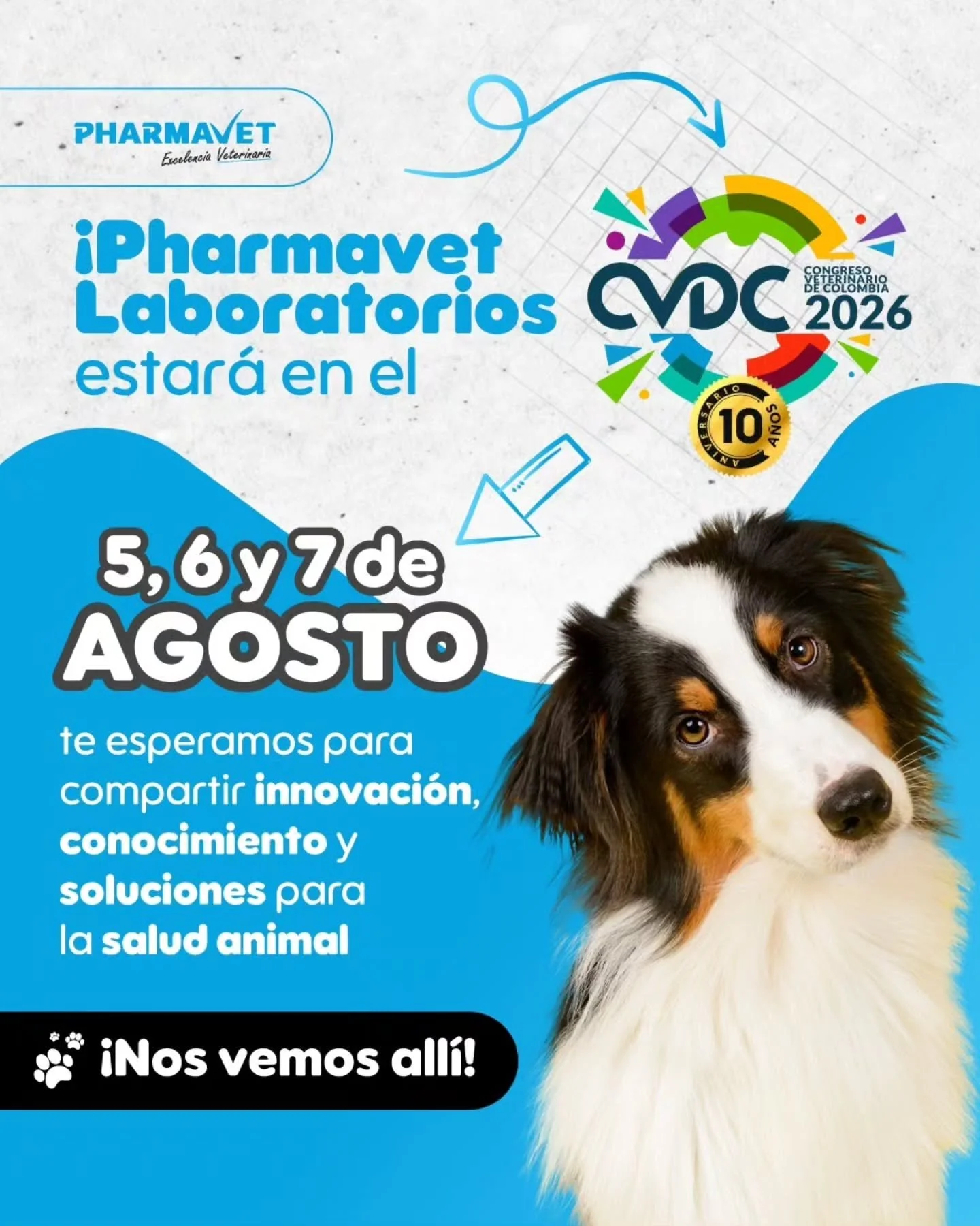 &iexcl;Nos vemos en el CVDC 2026! 🐾

Pharmavet Laboratorios estar&aacute; presente en el Congreso Veterinario de Colombia del 5 al 7 de agosto. Si vas a asistir, vis&iacute;tanos y conoce nuestras soluciones para seguir impulsando la salud animal.

